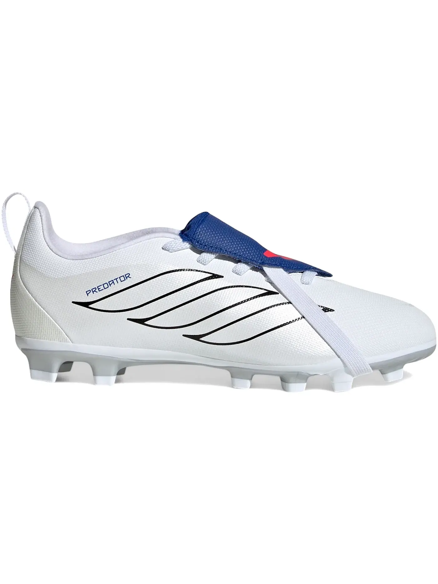 Детские бутсы с откидным язычком Adidas Predator Club Fold-Over Tongue FG/MG — изображение 1 из 1, белый металлик синий