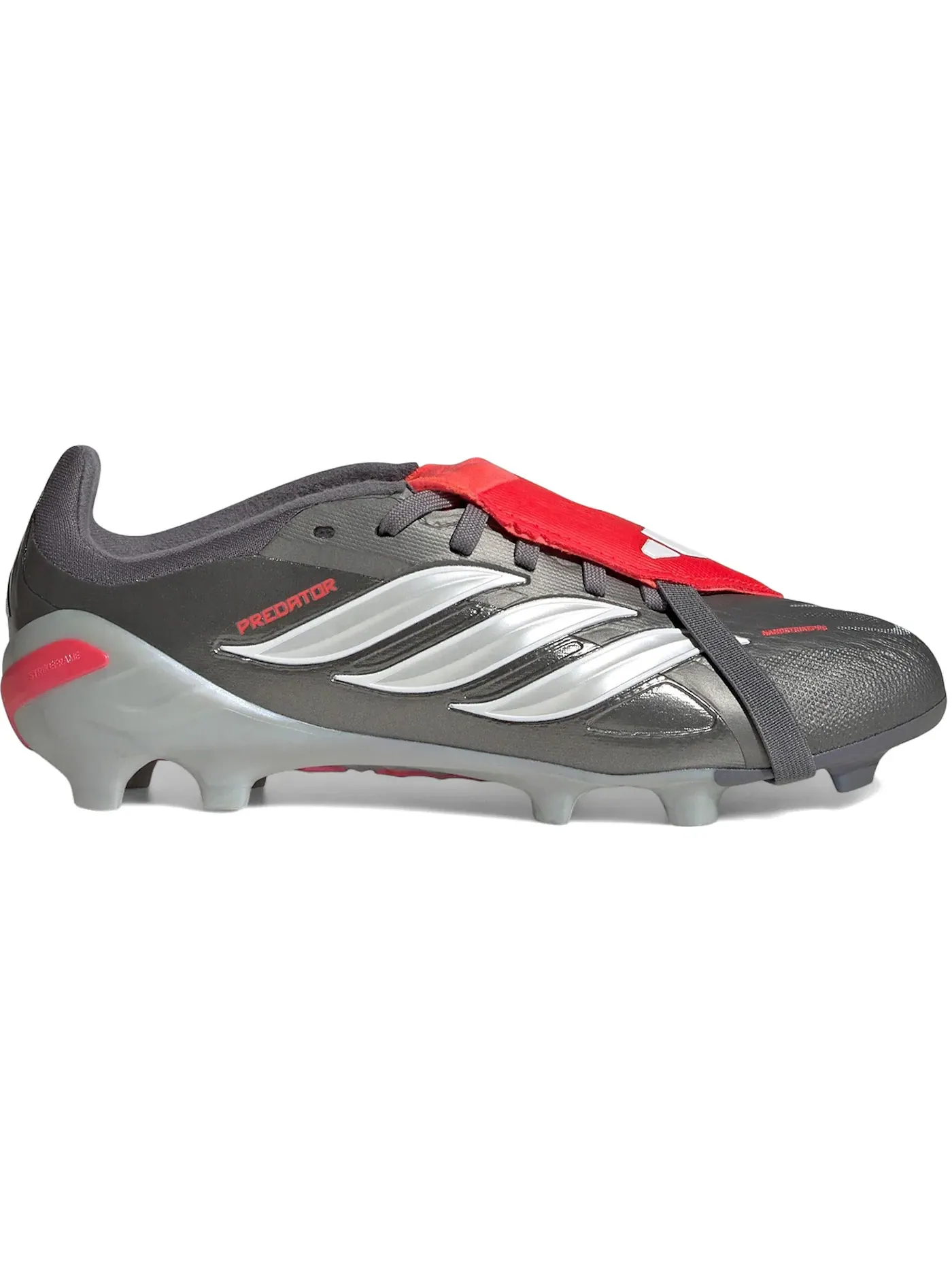 Детские бутсы с откидным языком Adidas Predator Elite Fold-Over Tongue FG — изображение 1 из 1, металлик//красный