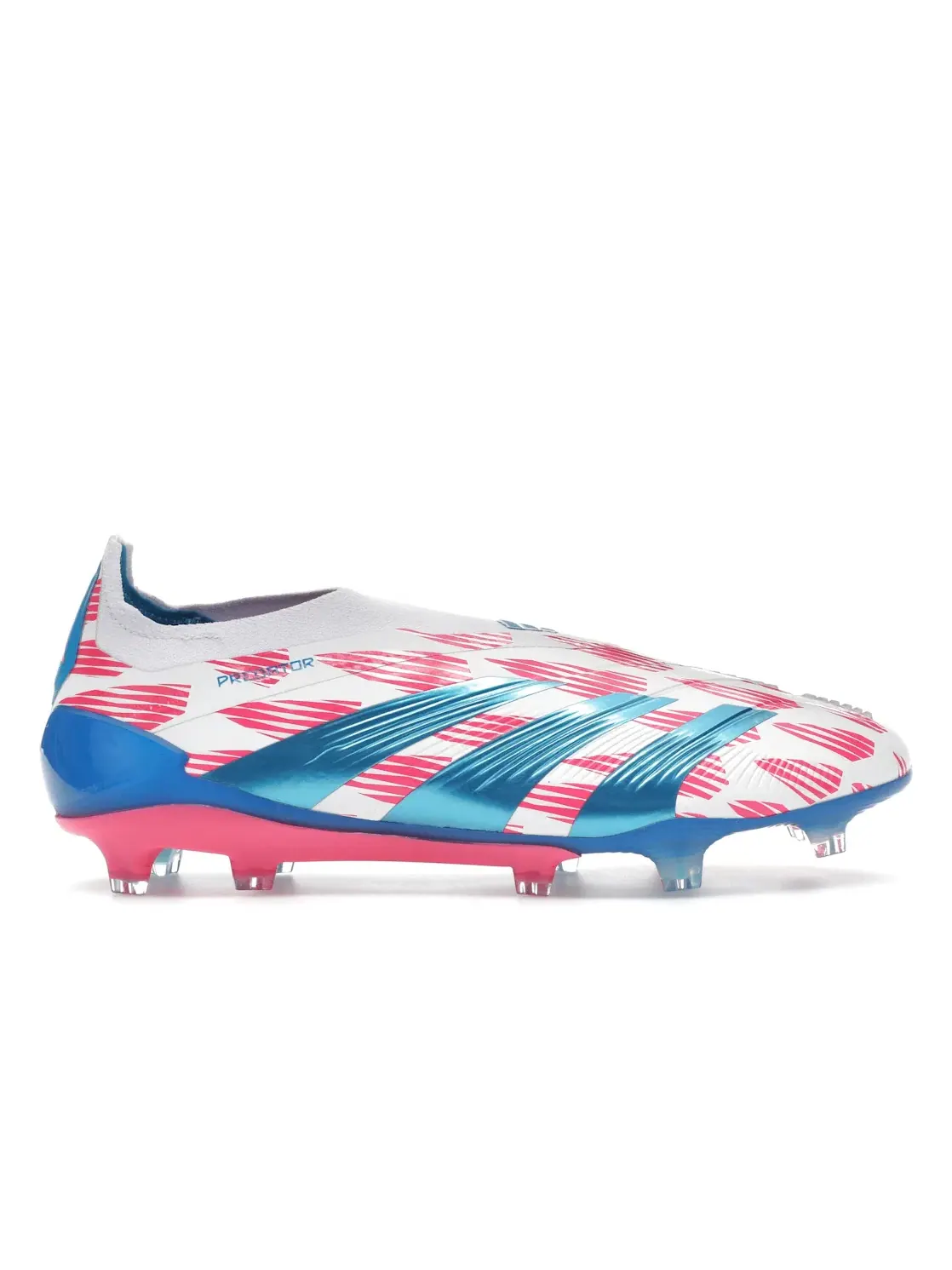 Мужские бутсы Predator Elite Laceless FG Adidas — изображение 1 из 4, белый/синий/розовый