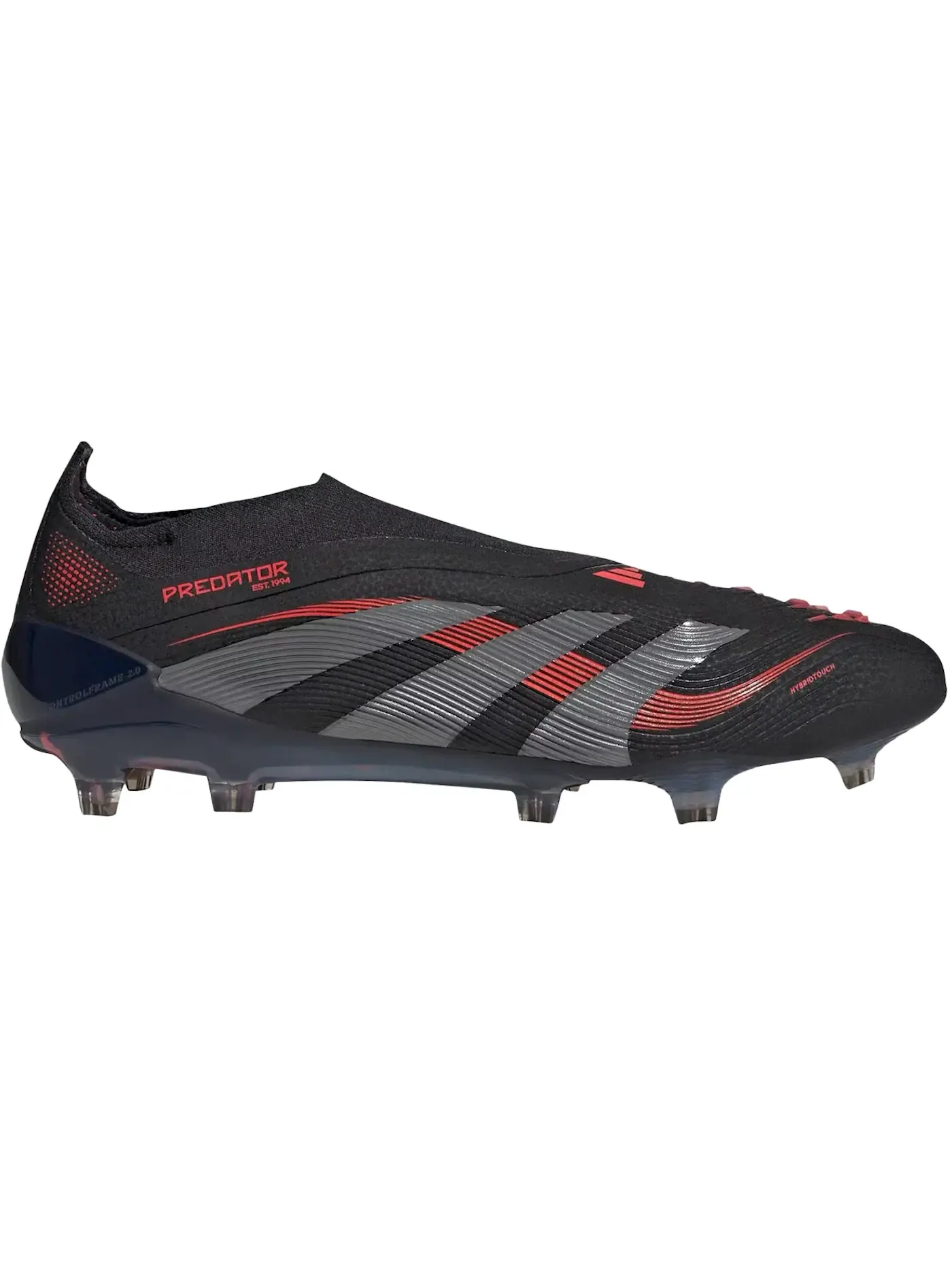 Мужские бутсы с высоким верхом без шнуровки Predator Elite Laceless FG Adidas — изображение 1 из 1, черный/серый/красный