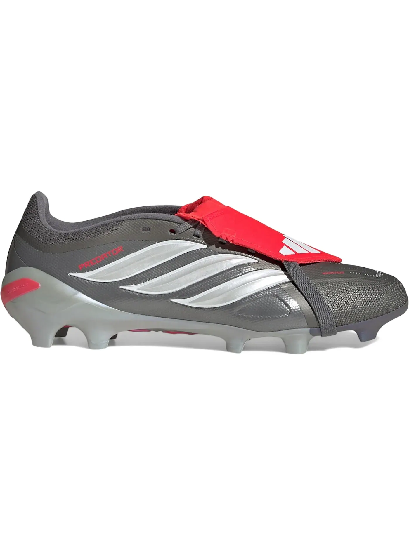 Мужские бутсы с длинным язычком Adidas Predator League Fold-Over Tongue FG — изображение 1 из 1, металлик//красный