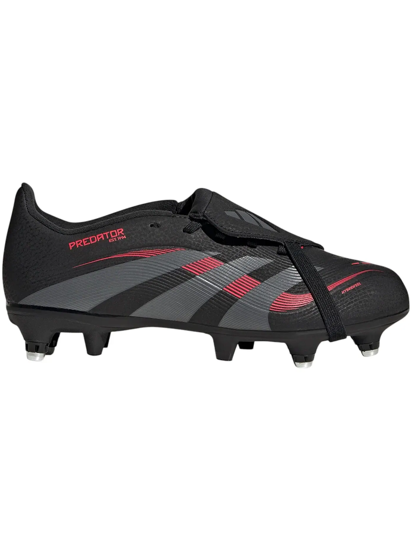 Детские бутсы с откидным языком Adidas Predator League Fold-Over Tongue SG — изображение 1 из 1, черный серый красный