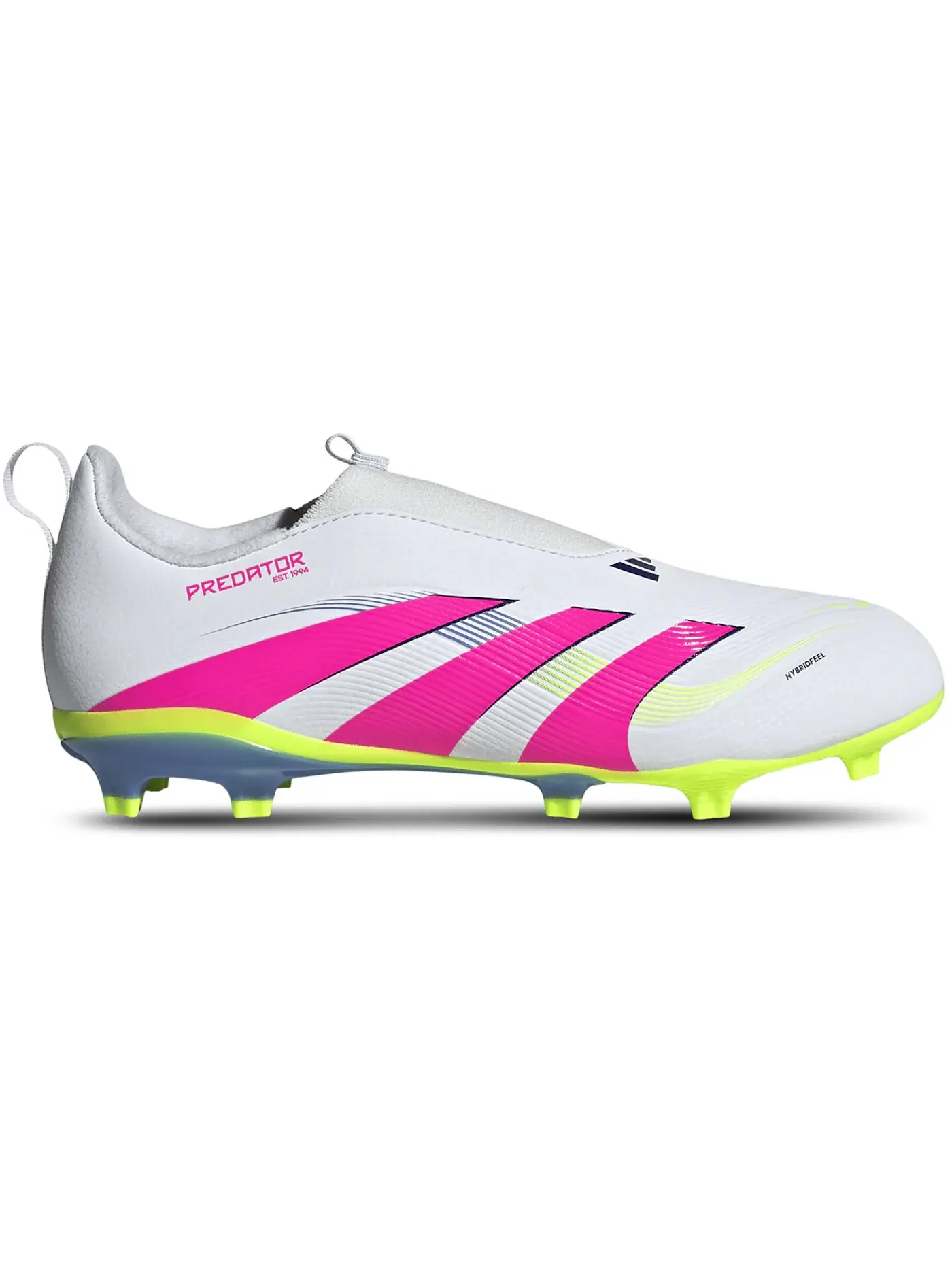 Детские бутсы футбольные без шнуровки Adidas Predator League Laceless FG/MG — изображение 1 из 1, белый розовый