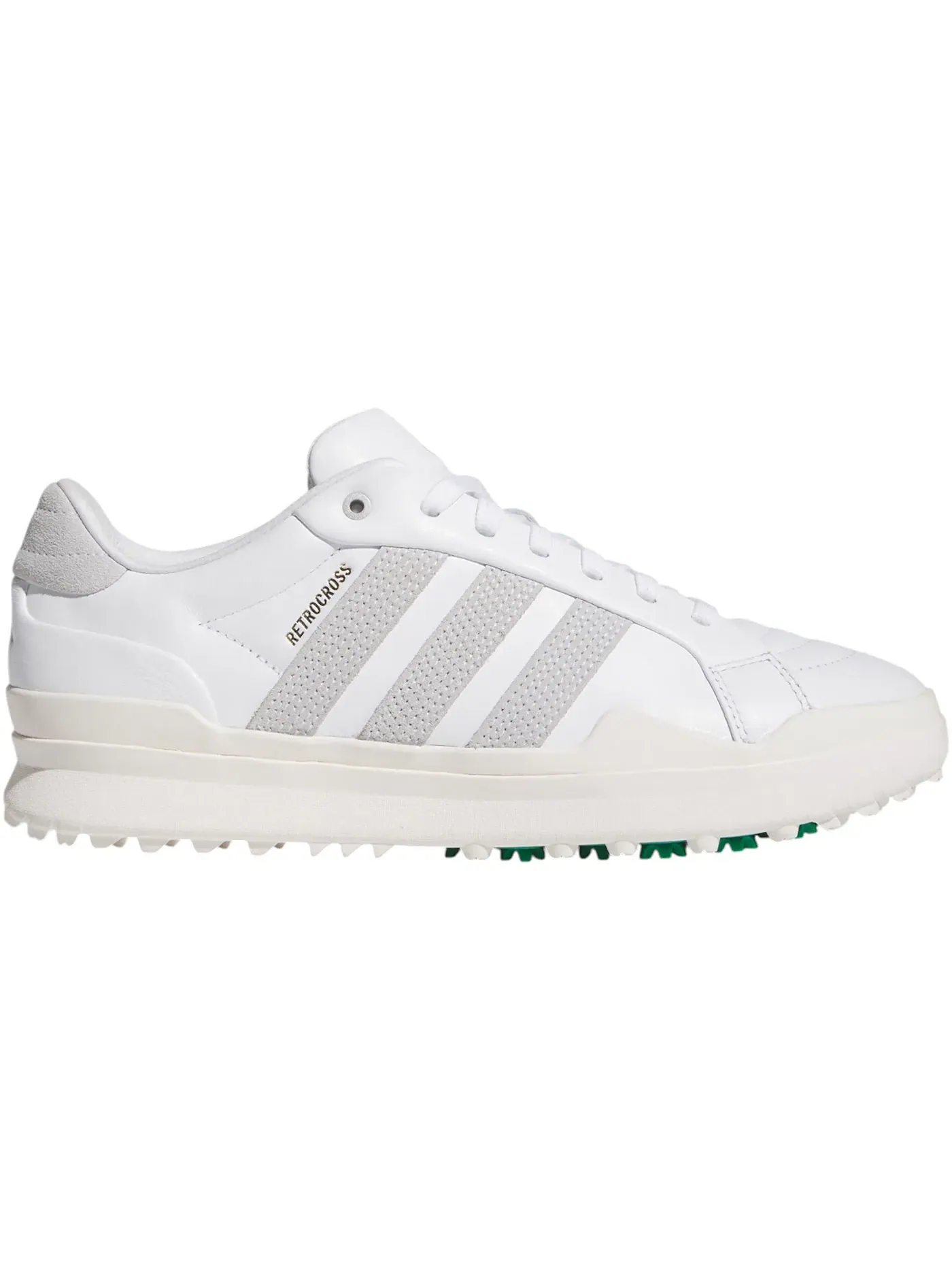 Мужские шиповки для гольфа без шипов Adidas Retrocross Gripmore Spikeless Golf — изображение 1 из 1, белый серый зеленый