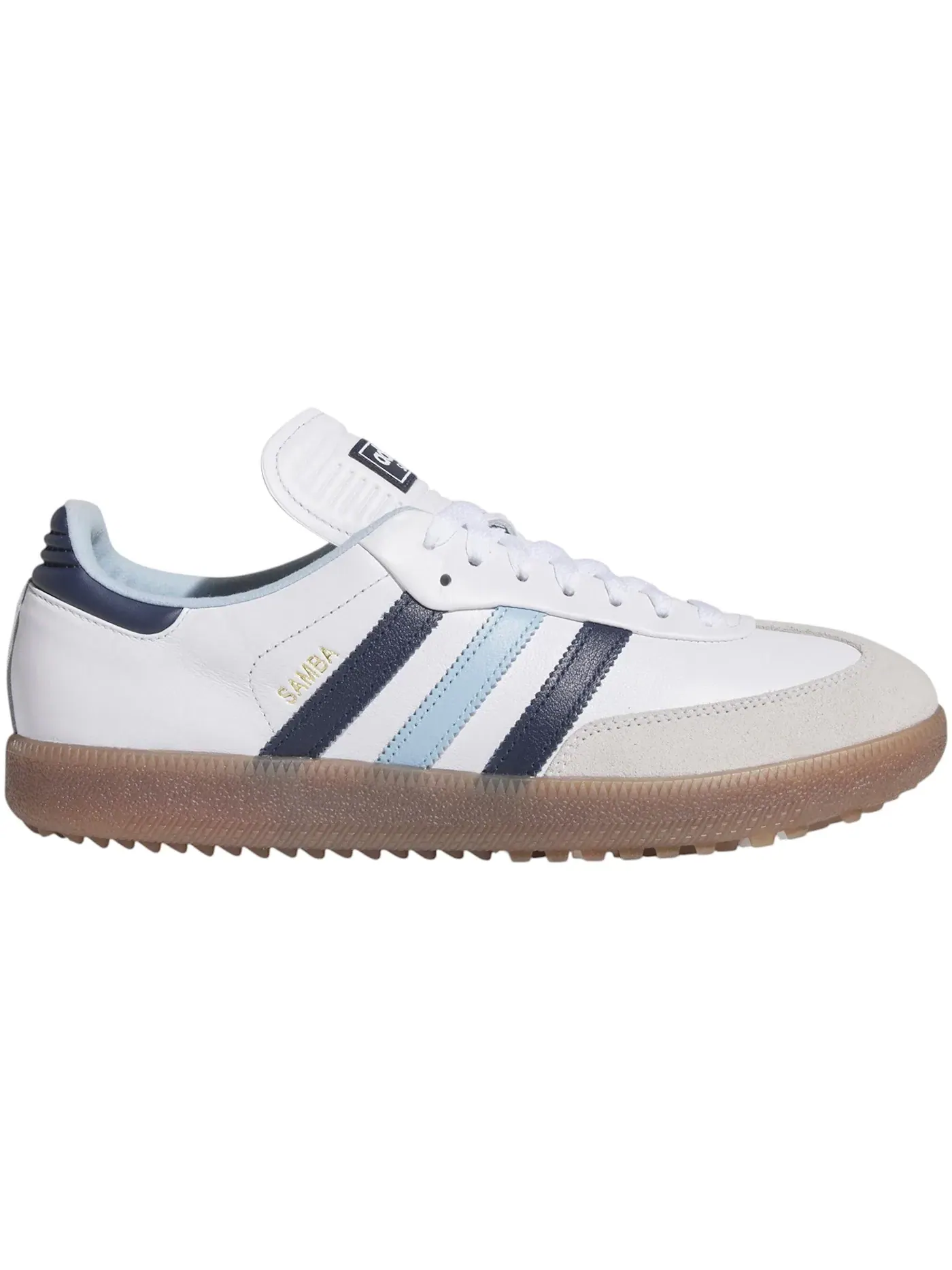 Мужские шиповки Samba Spikeless Golf Adidas — изображение 1 из 1, белый/индиго/прозрачный