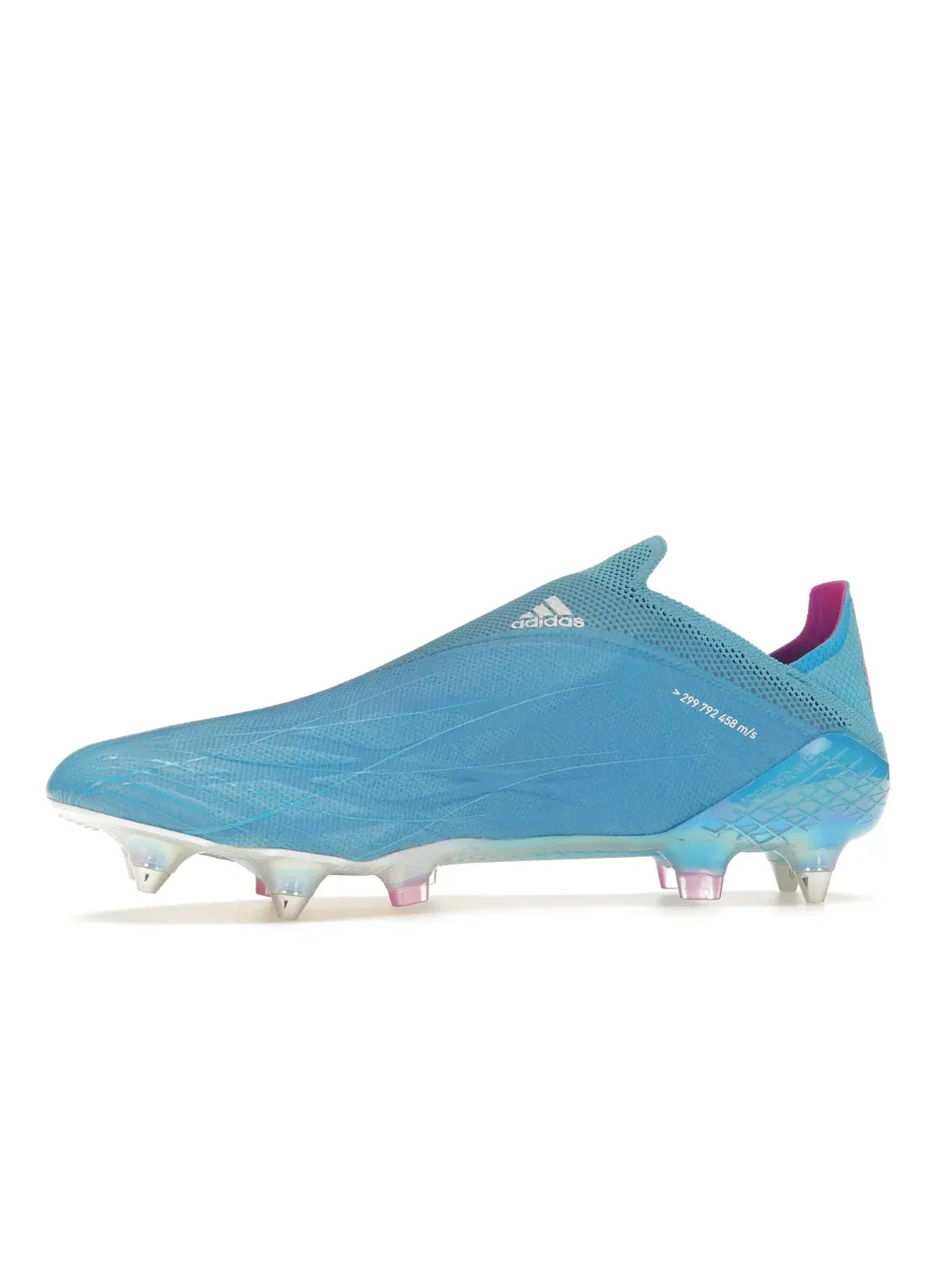 Мужские бутсы с технологией Laceless Adidas X Speedflow+ SG — изображение 3 из 4, розовый/белый