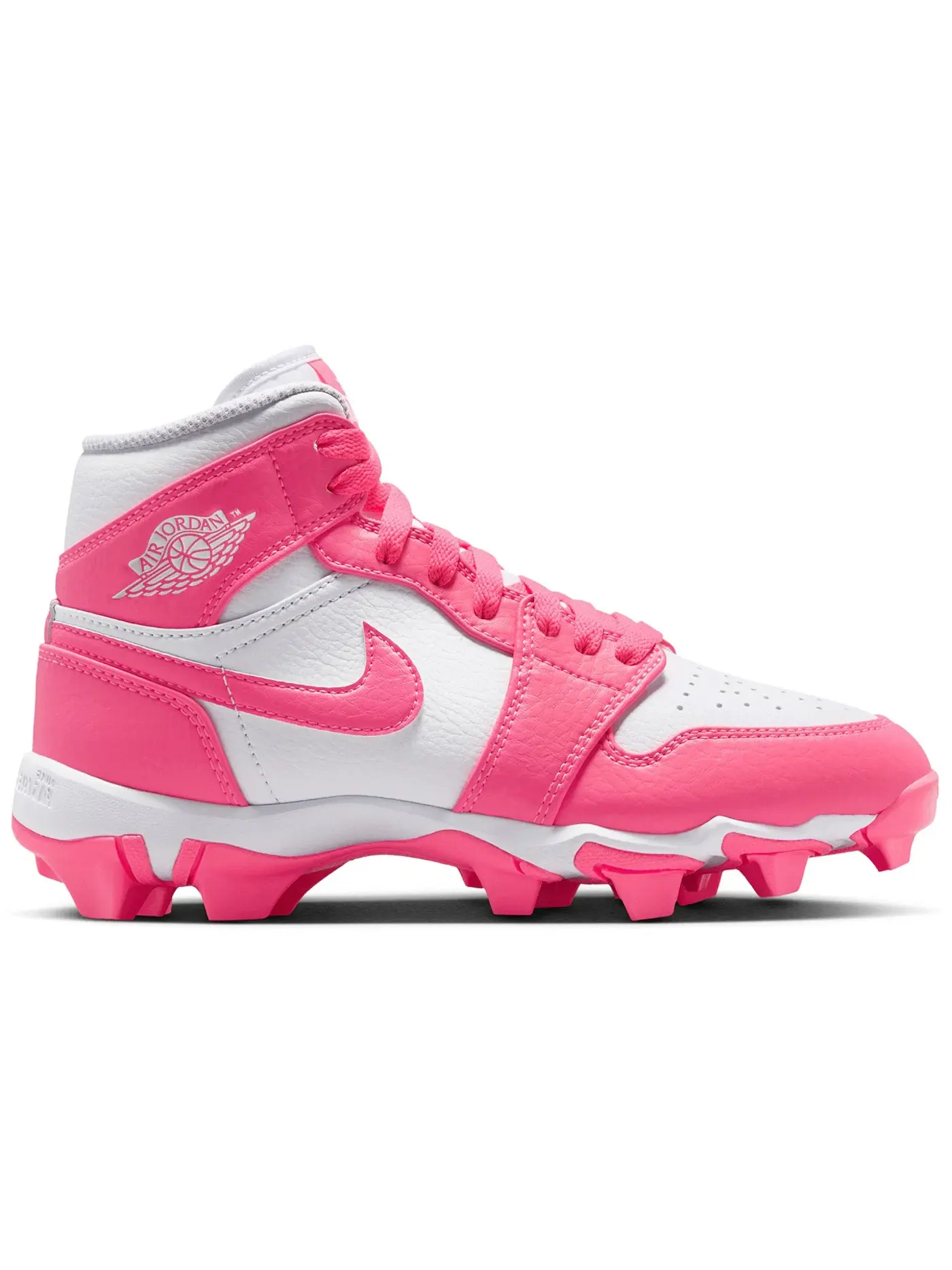 Детские бутсы Jordan 1 Mid Cleat White/Sunset Pulse/Digital Pink — изображение 1 из 1