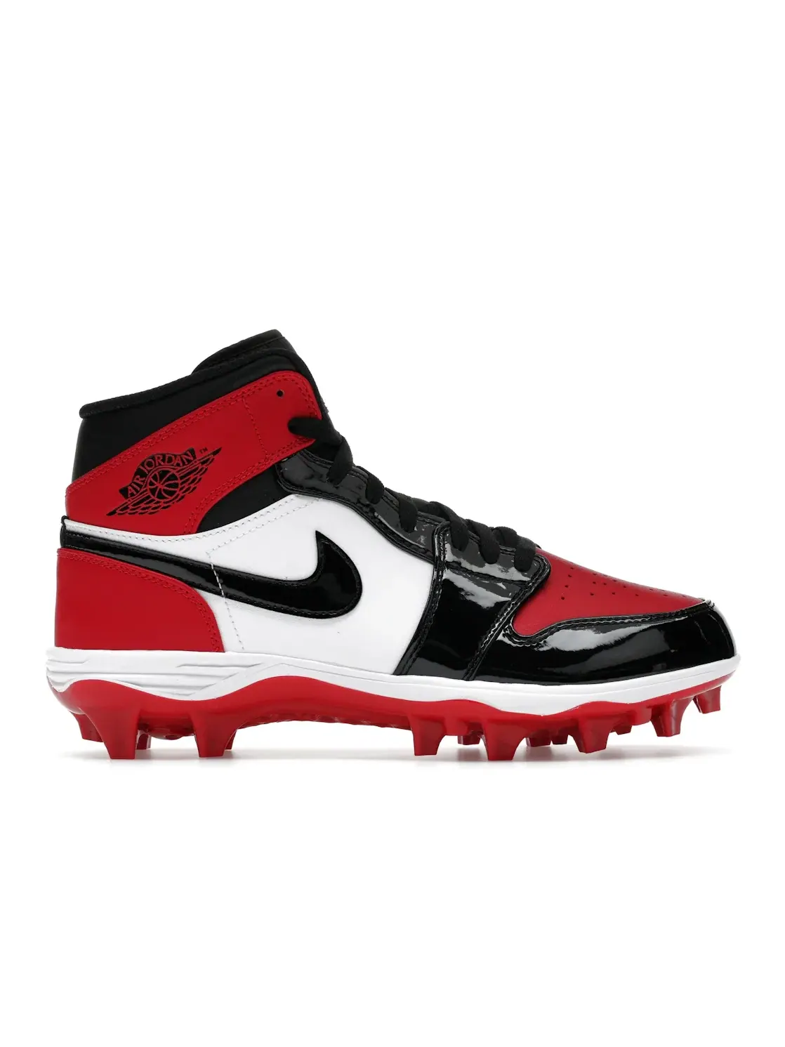 Мужские бутсы Air Jordan 1 Mid TD Cleat Bred Toe Jordan — изображение 1 из 4, красный/белый/черный