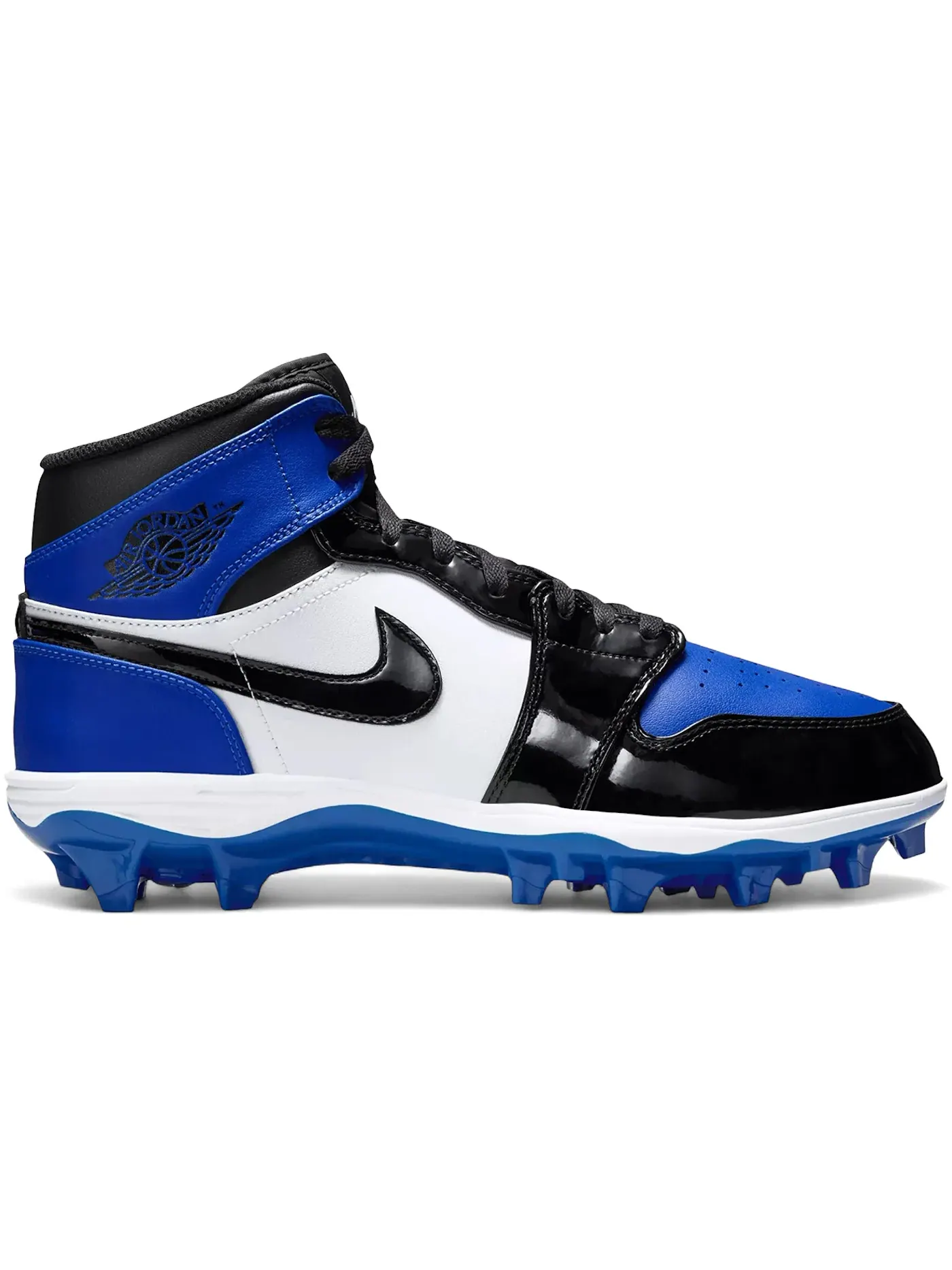 Мужские бутсы с высоким верхом Jordan 1 Mid TD Cleat Game Royal Patent — изображение 1 из 1, белый черный
