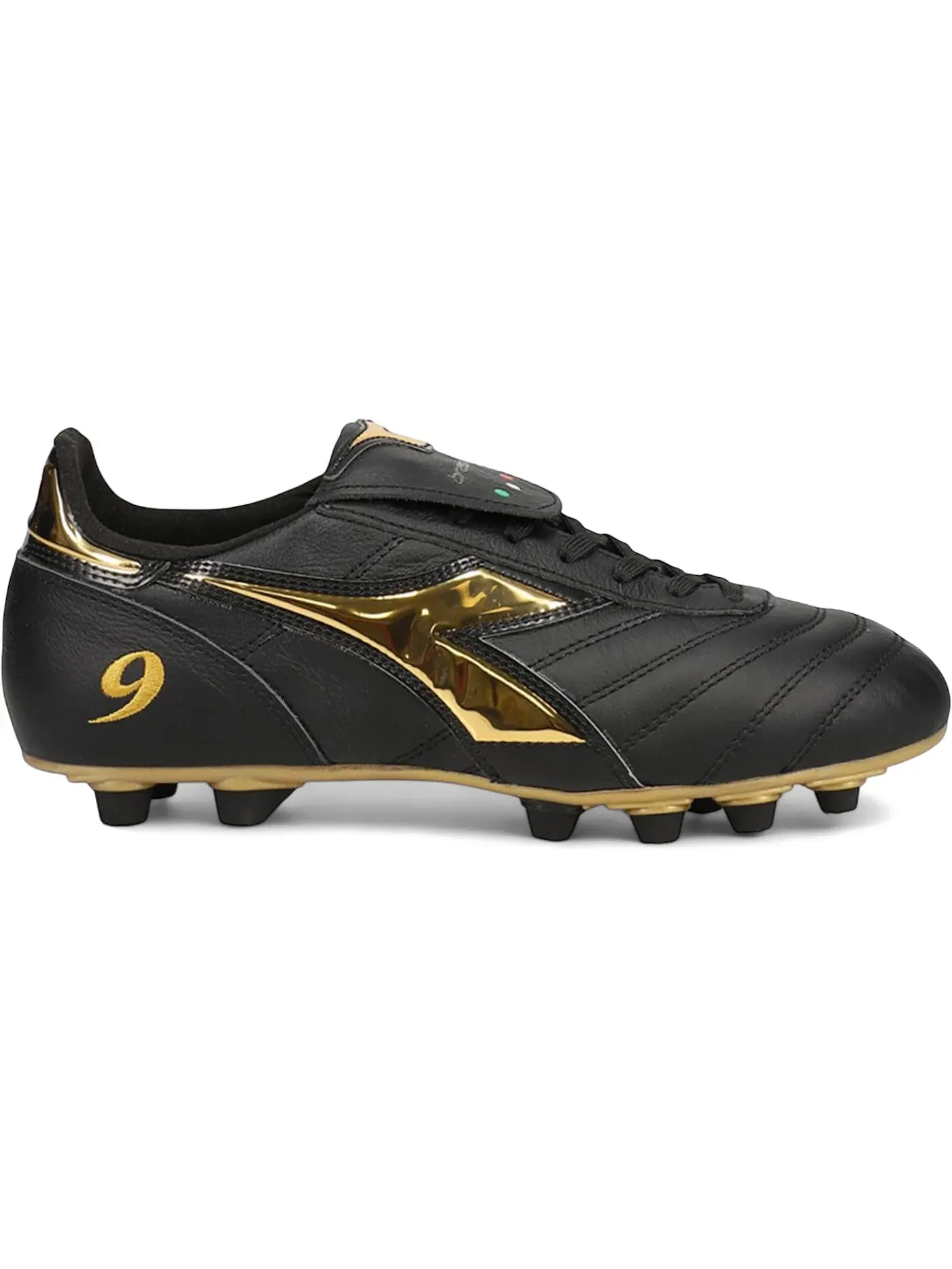 Мужские бутсы с длинным рукавом Diadora Brasil 9 Italy LT+ MDPU FG Diadora — изображение 1 из 1, черный/золотистый