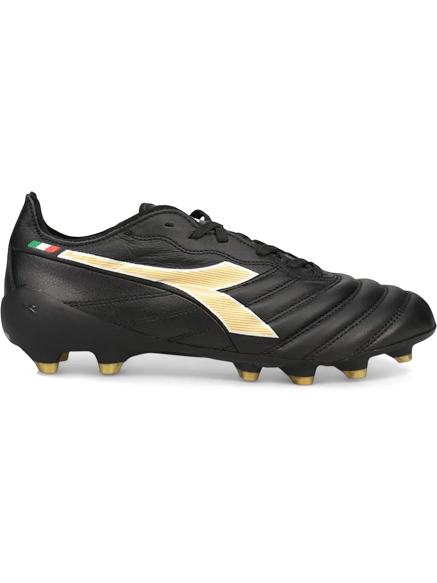 Мужские бутсы Diadora Brasil Elite2 Tech Made in Italy LPX FG — изображение 1 из 1, черный/золотистый