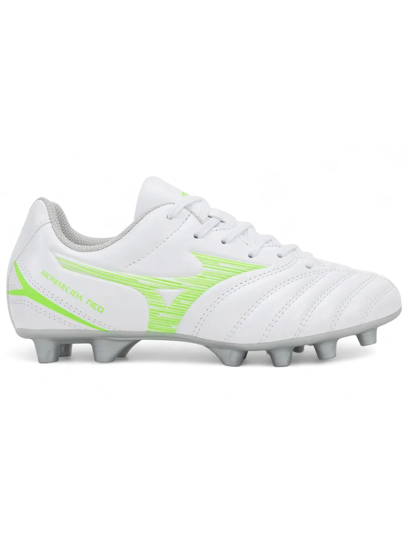Детские бутсы Mizuno Monarcida Neo III Select Jr MD — изображение 1 из 1, белый/неоновый зеленый