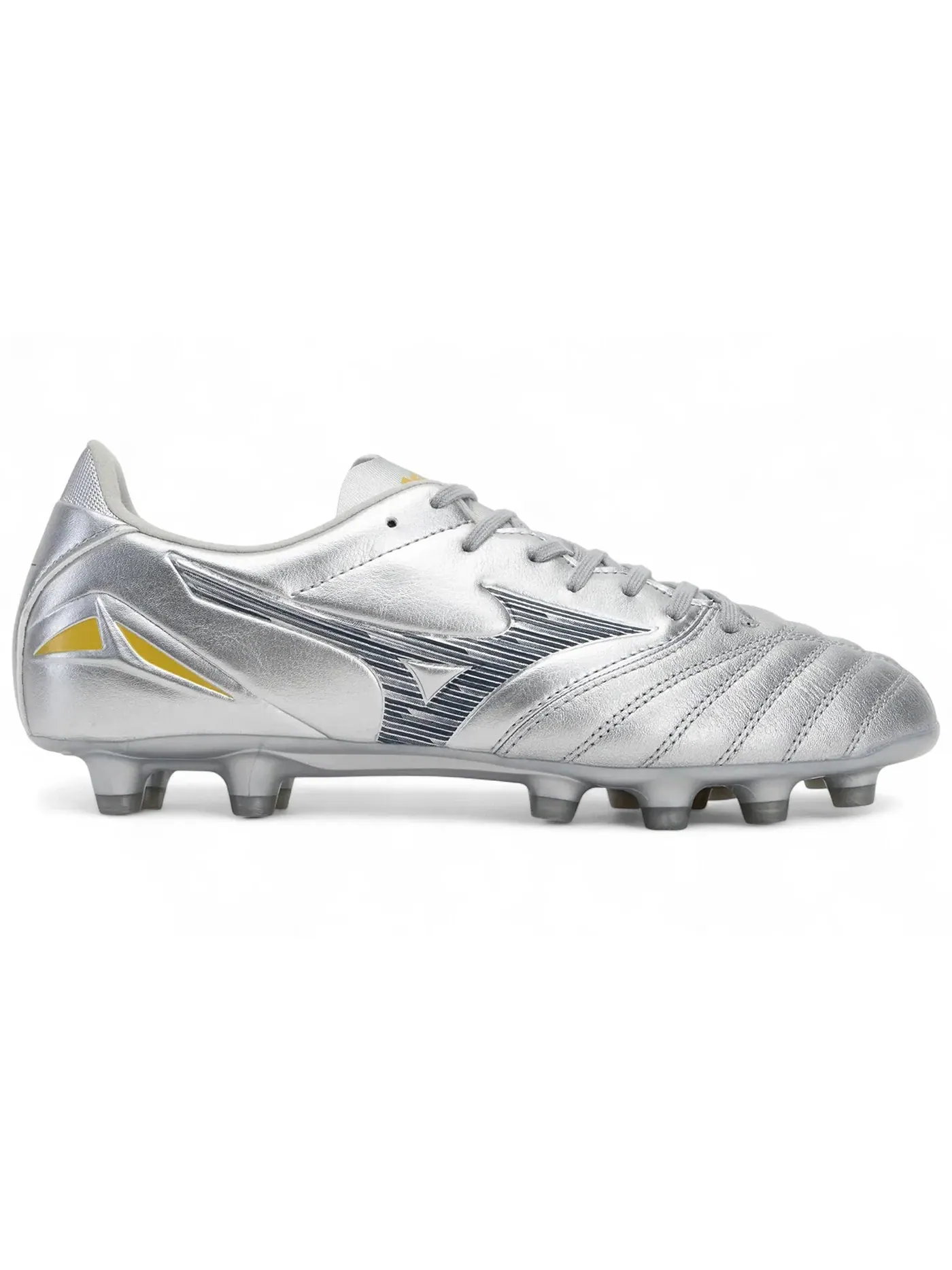 Мужские бутсы с натуральной кожей Mizuno Morelia Neo IV Pro MD — изображение 1 из 1, серебристый//серый