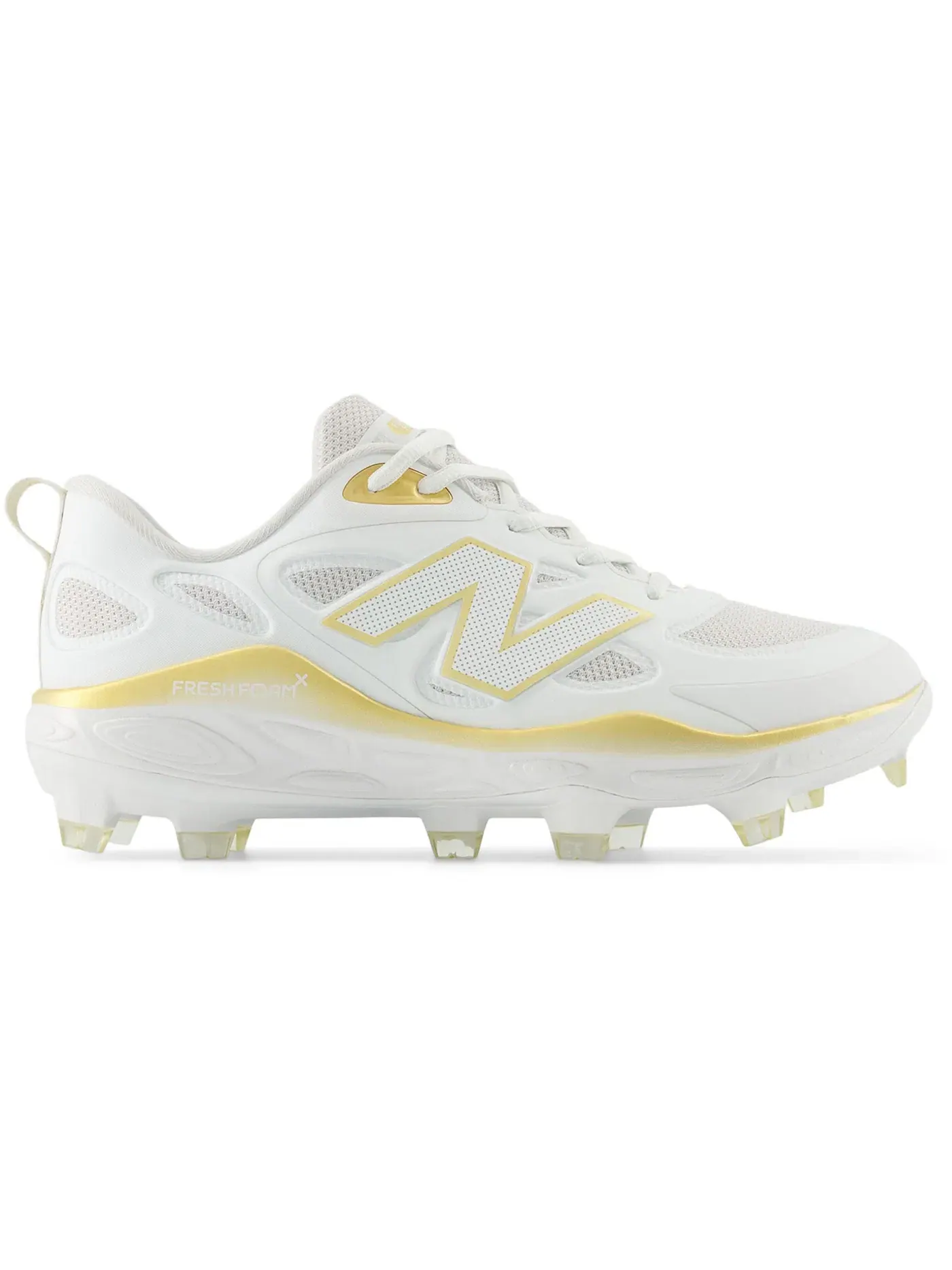 Женские бутсы New Balance Fresh Foam Velo v4 Molded — изображение 1 из 1, белый/золотистый