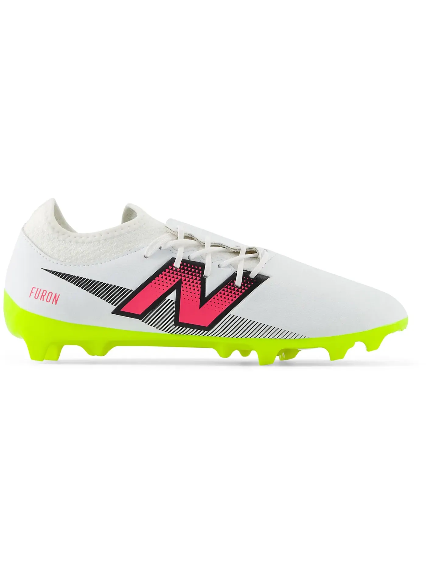Мужские бутсы с фиксированной подошвой New Balance Furon Dispatch FG V7 — изображение 1 из 1, белый-неоновый розовый
