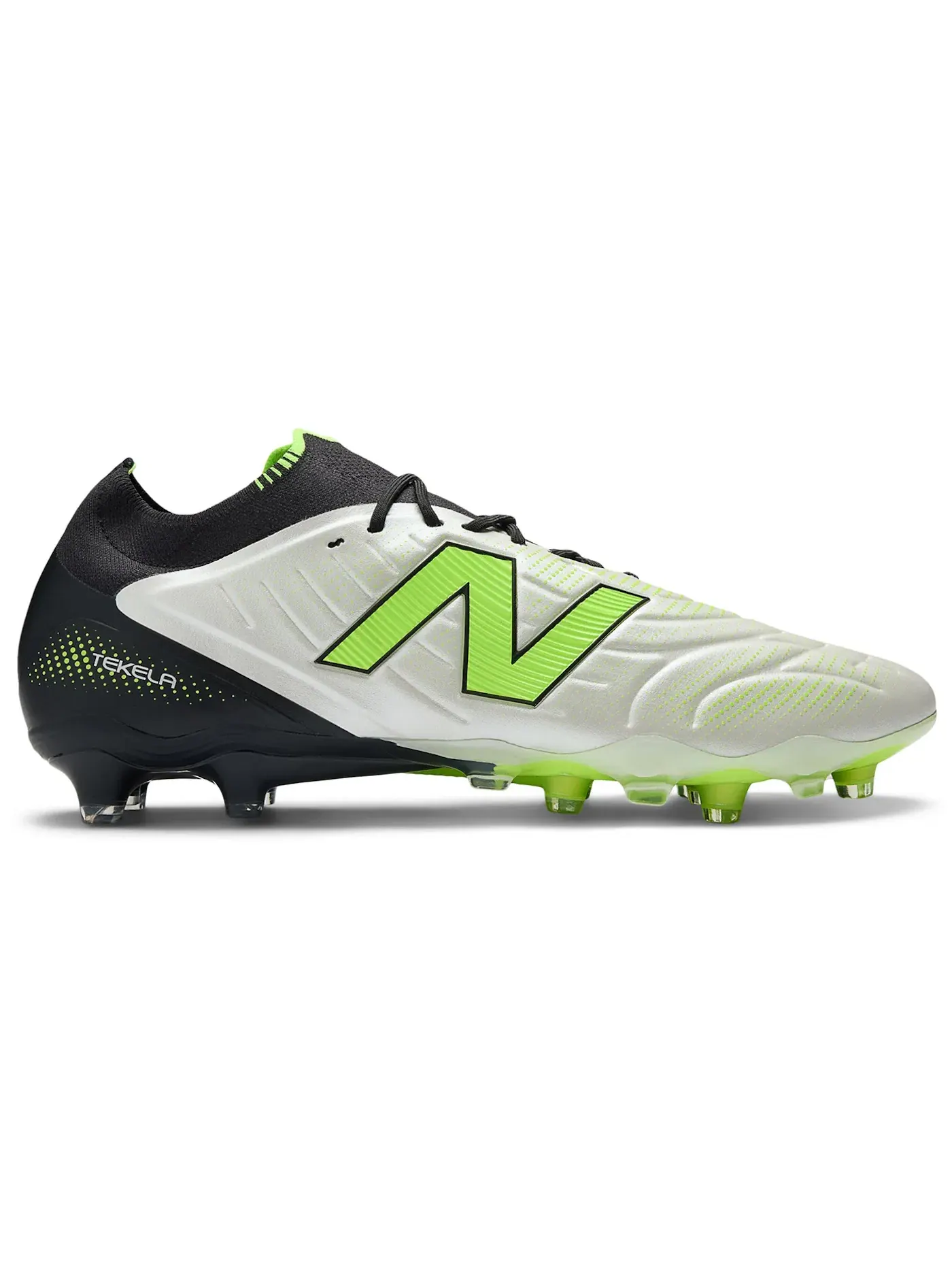 Мужские бутсы Tekela Elite Low Laced FG v5 New Balance — изображение 1 из 1, белый/черный/зеленый