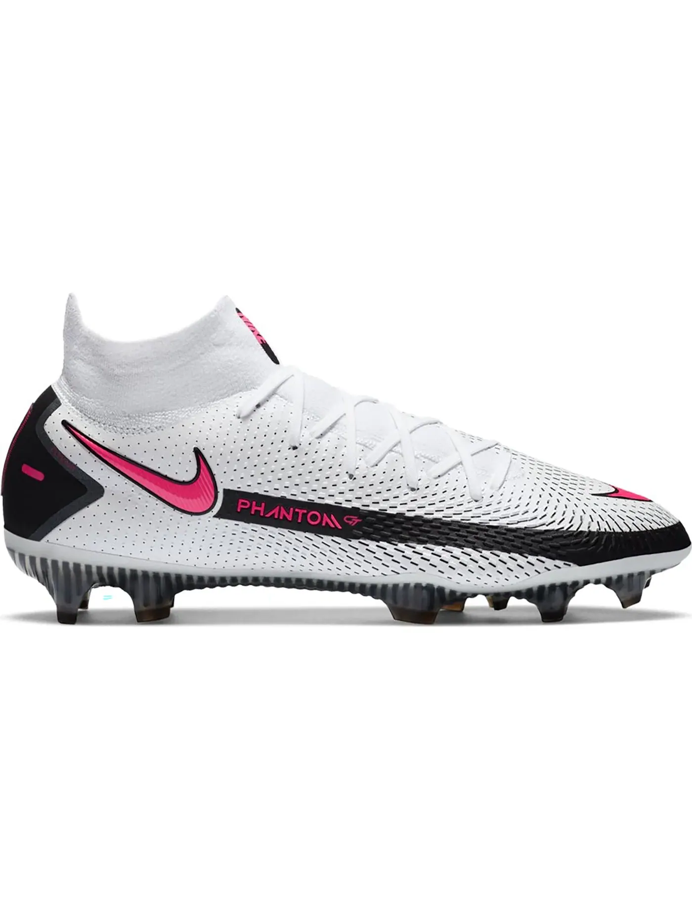 Мужские бутсы с высоким верхом Nike Phantom GT Elite DF FG — изображение 1 из 1, белый/черный-розовый