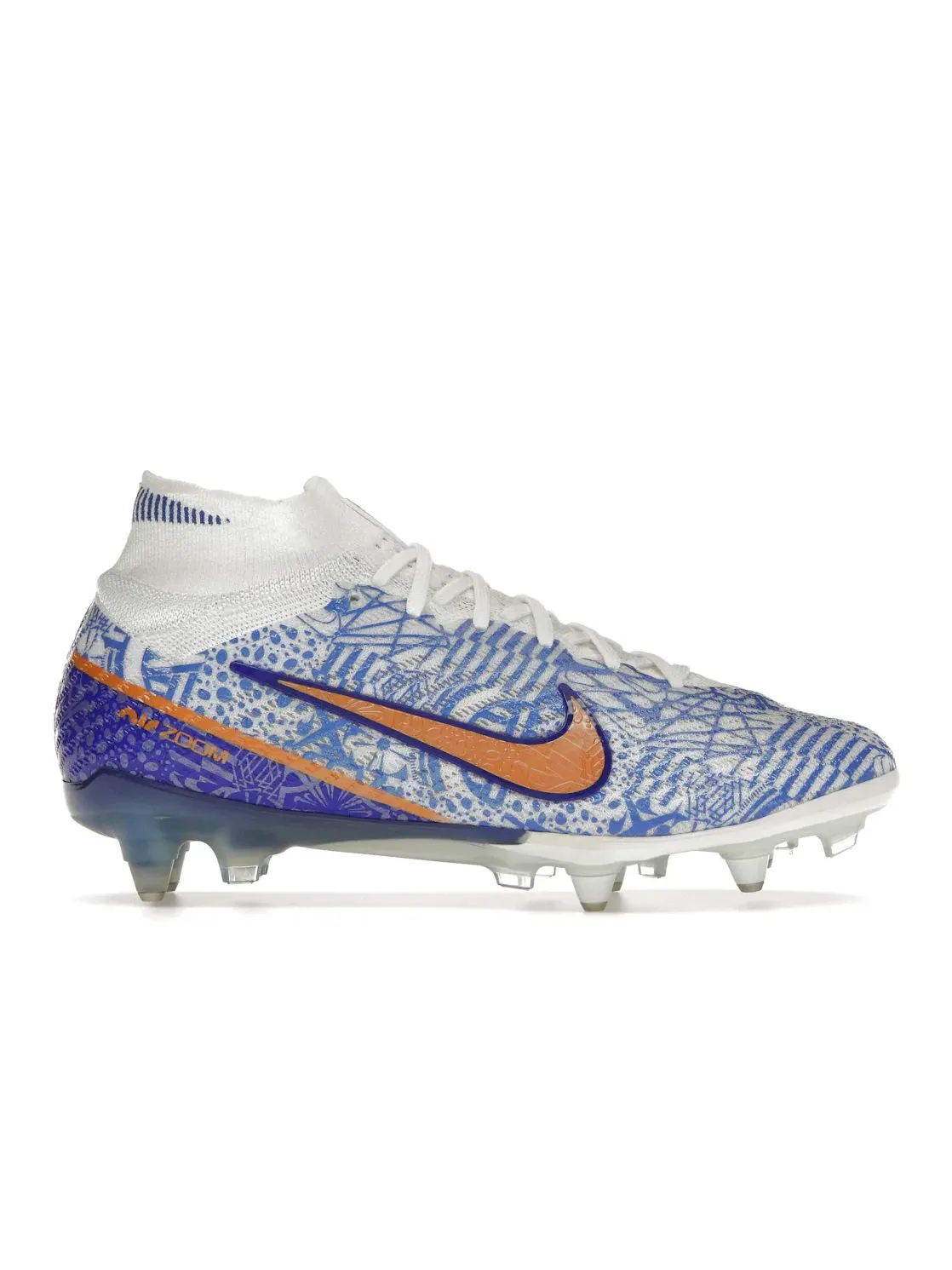 Мужские бутсы с шипами Nike Zoom Mercurial Superfly 9 Elite CR7 SG-Pro AC — изображение 1 из 4, белый синий металлик