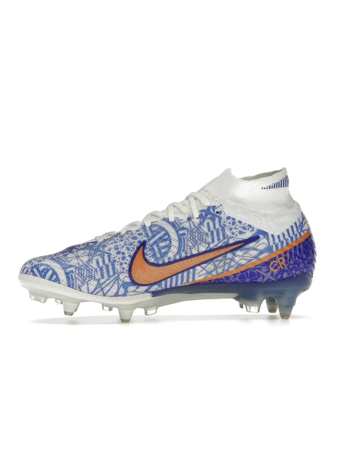 Мужские бутсы с шипами Nike Zoom Mercurial Superfly 9 Elite CR7 SG-Pro AC — изображение 3 из 4, белый синий металлик