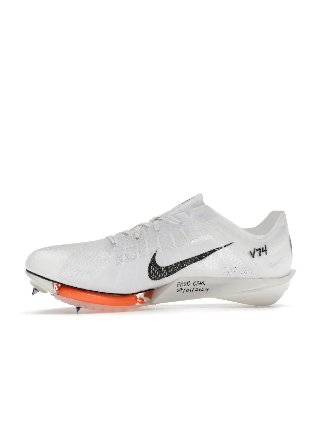 Мужские шиповки с длинным рукавом Nike ZoomX Victory 2 Prototype Nike — изображение 3 из 4, белый/оранжевый/черный