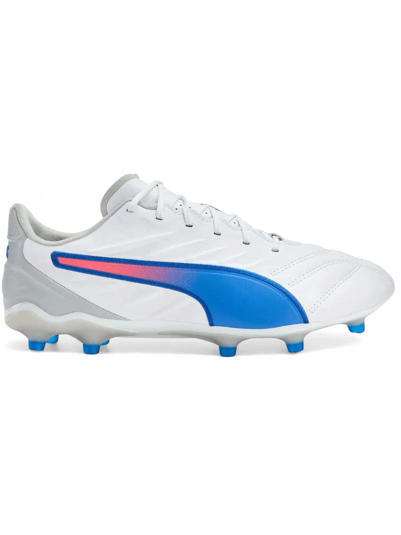 Мужские бутсы с высоким качеством Puma King Pro FG/AG Puma Puma White/Bluemazing/Flat Light Grey/Sunset Glow