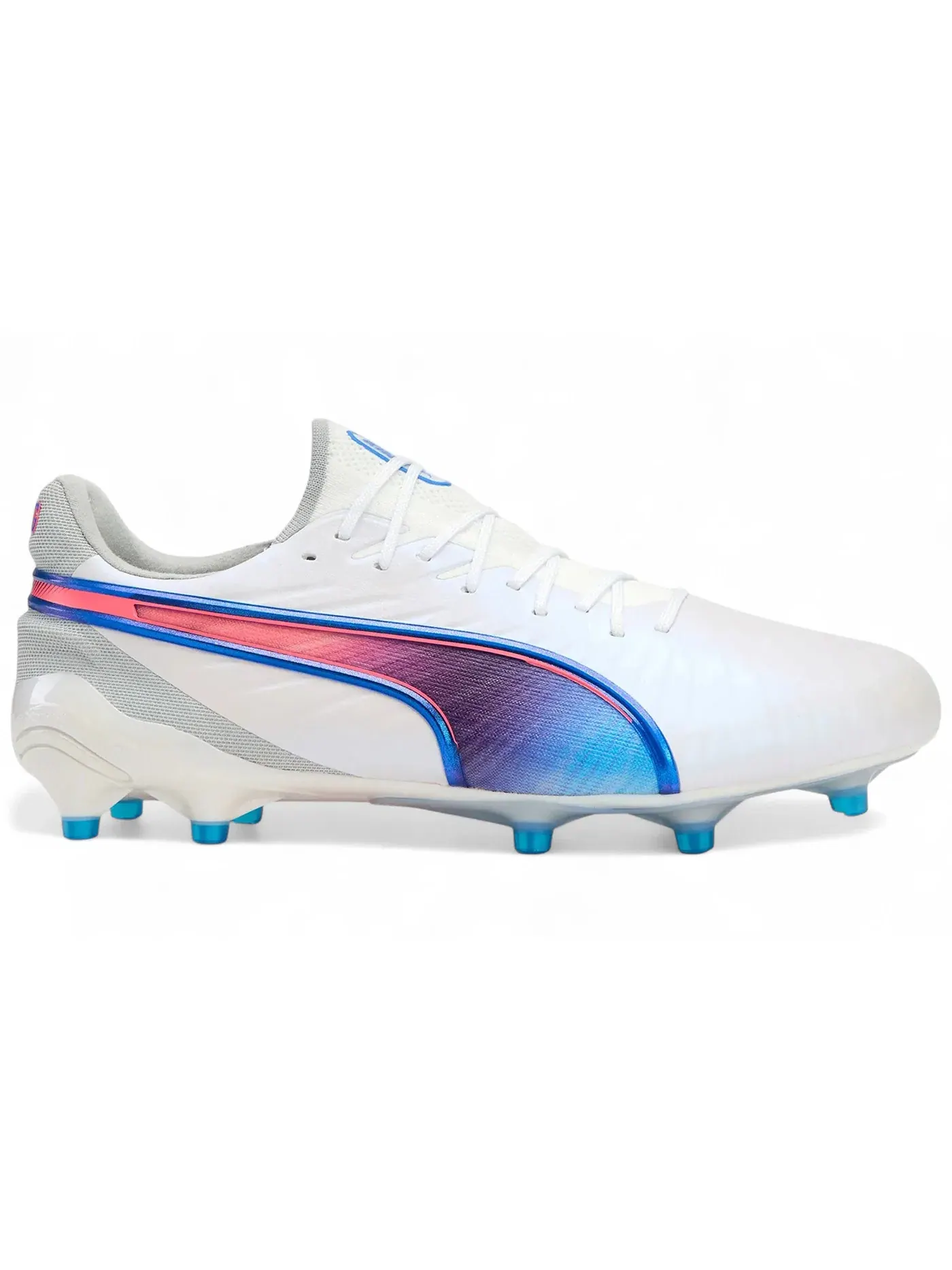 Мужские бутсы с длинным рукавом Puma King Ultimate FG/AG Puma White/Bluemazing/Flat Light Grey/Sunset Glow