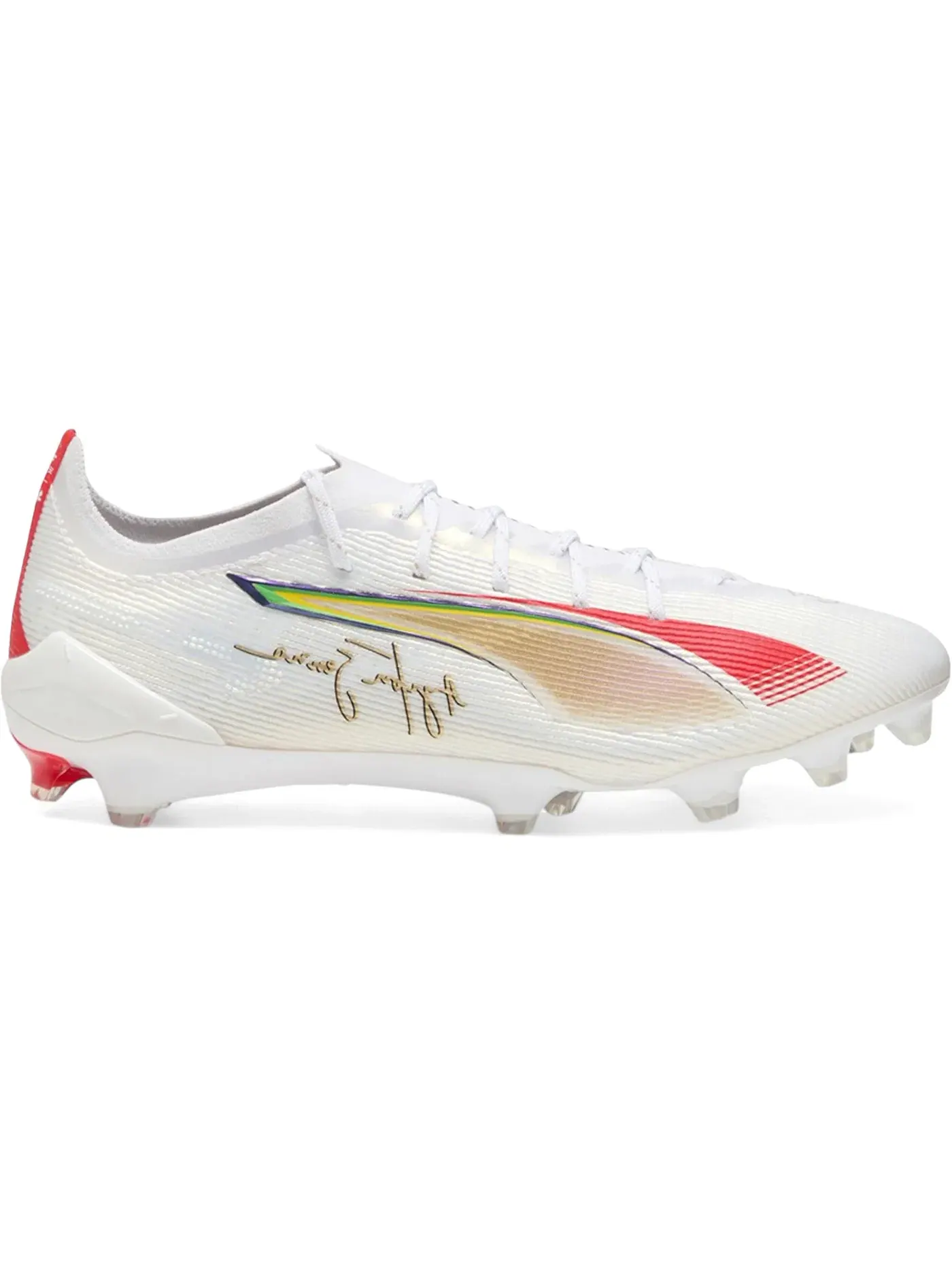 Мужские бутсы с длинным рукавом Puma Ultra 5 Ultimate FG Puma — изображение 1 из 1, белый/золотистый/красный