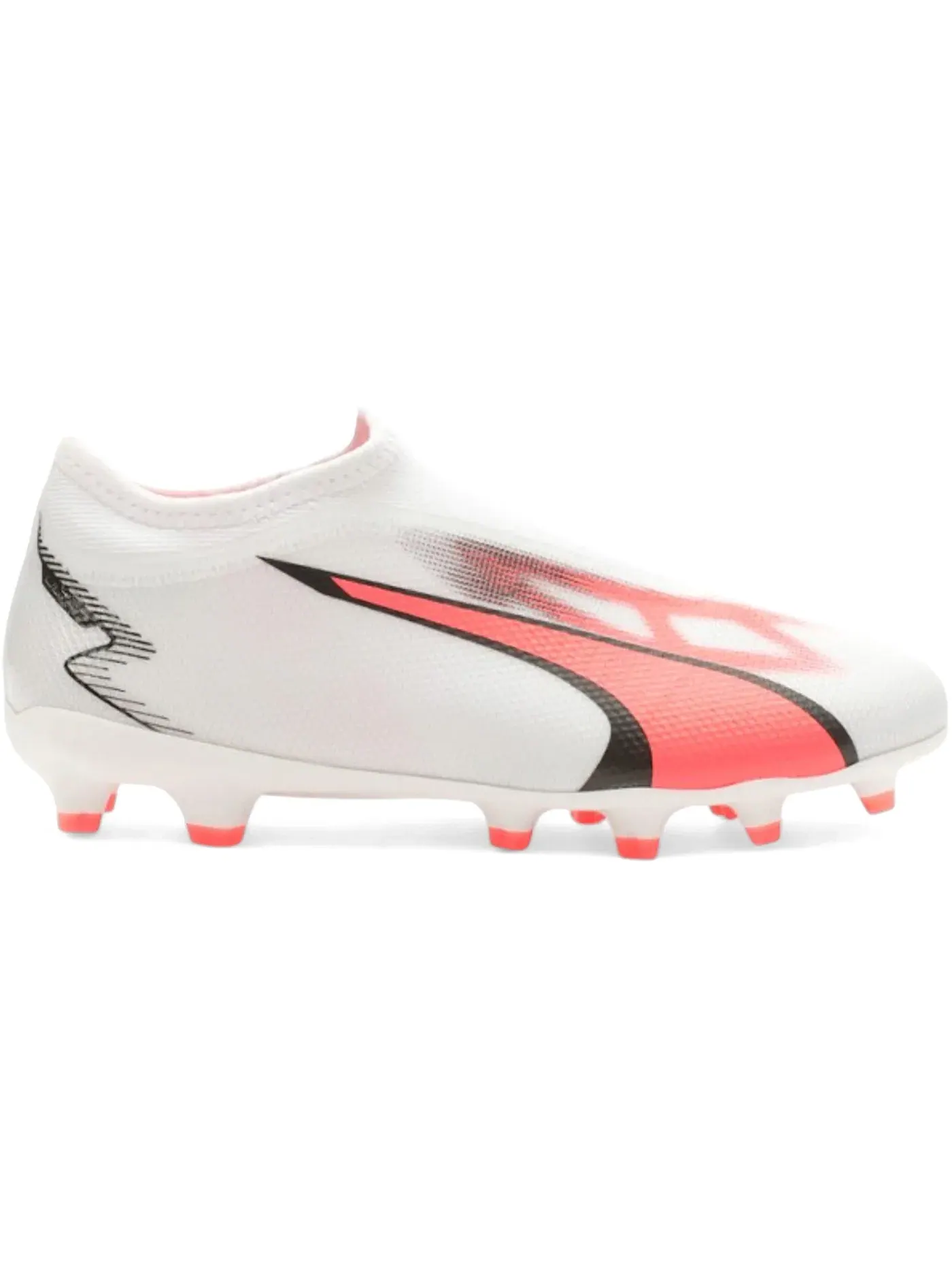 Детские бутсы Puma Ultra Match Laceless FG/AG — изображение 1 из 1, белый/черный