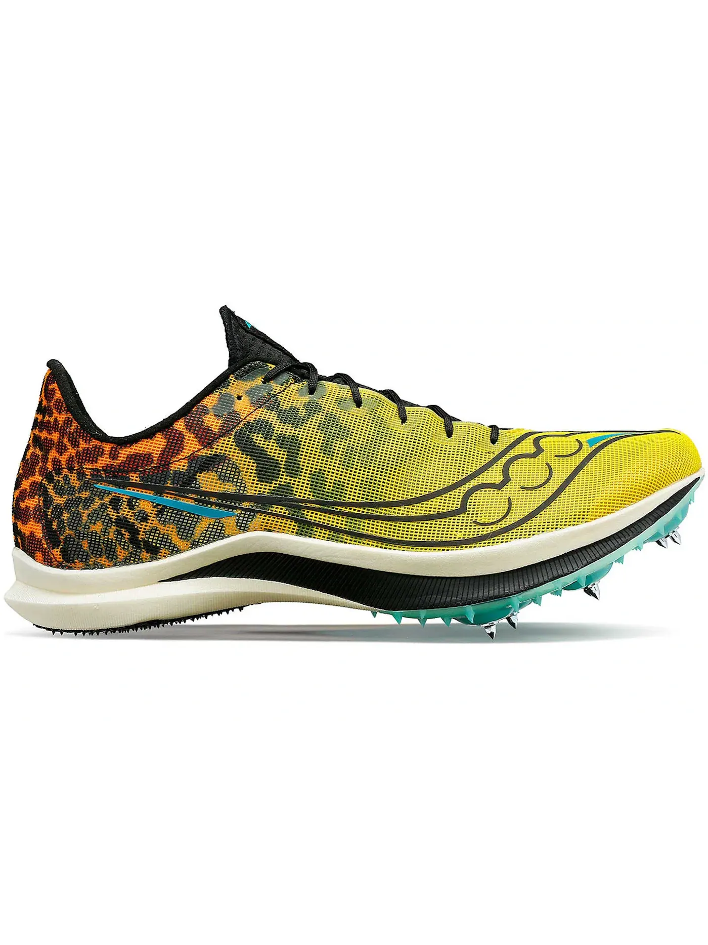 Женские шиповки с принтом Saucony Endorphin Cheetah — изображение 1 из 1, черный