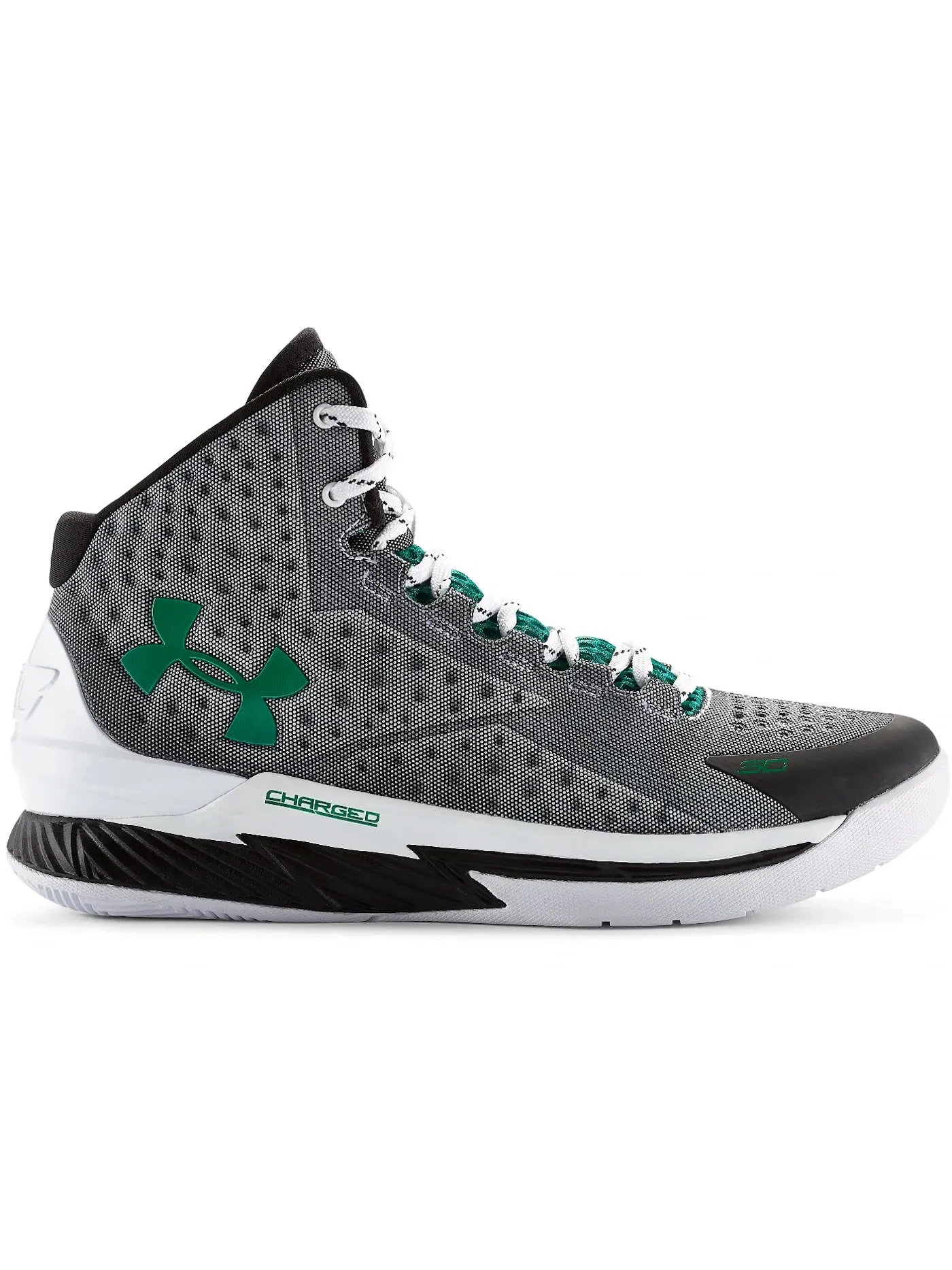 Мужские бутсы с принтом UA Curry 1 Under Armour — изображение 1 из 1, белый/черный