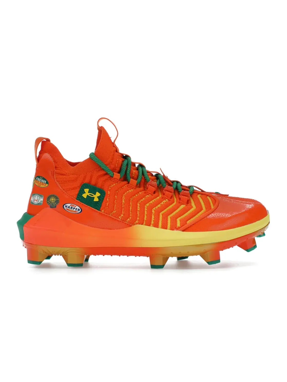 Мужские бутсы с длинным рукавом Under Armour Harper 9 Pro TPU — изображение 1 из 4, оранжевый/зеленый