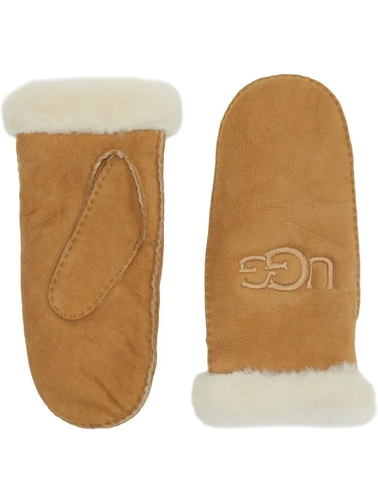 Перчатки UGG Embroidered Water Resistant Sheepskin Mitten with Tech Palm — изображение 1 из 1, орех