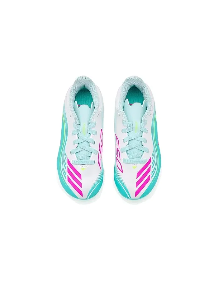 Бутсы футбольные F50 Messi League Adidas Kids — изображение 2 из 4, белый/розовый/голубой
