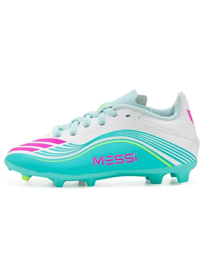 Бутсы футбольные F50 Messi League Adidas Kids — изображение 4 из 4, белый/розовый/голубой