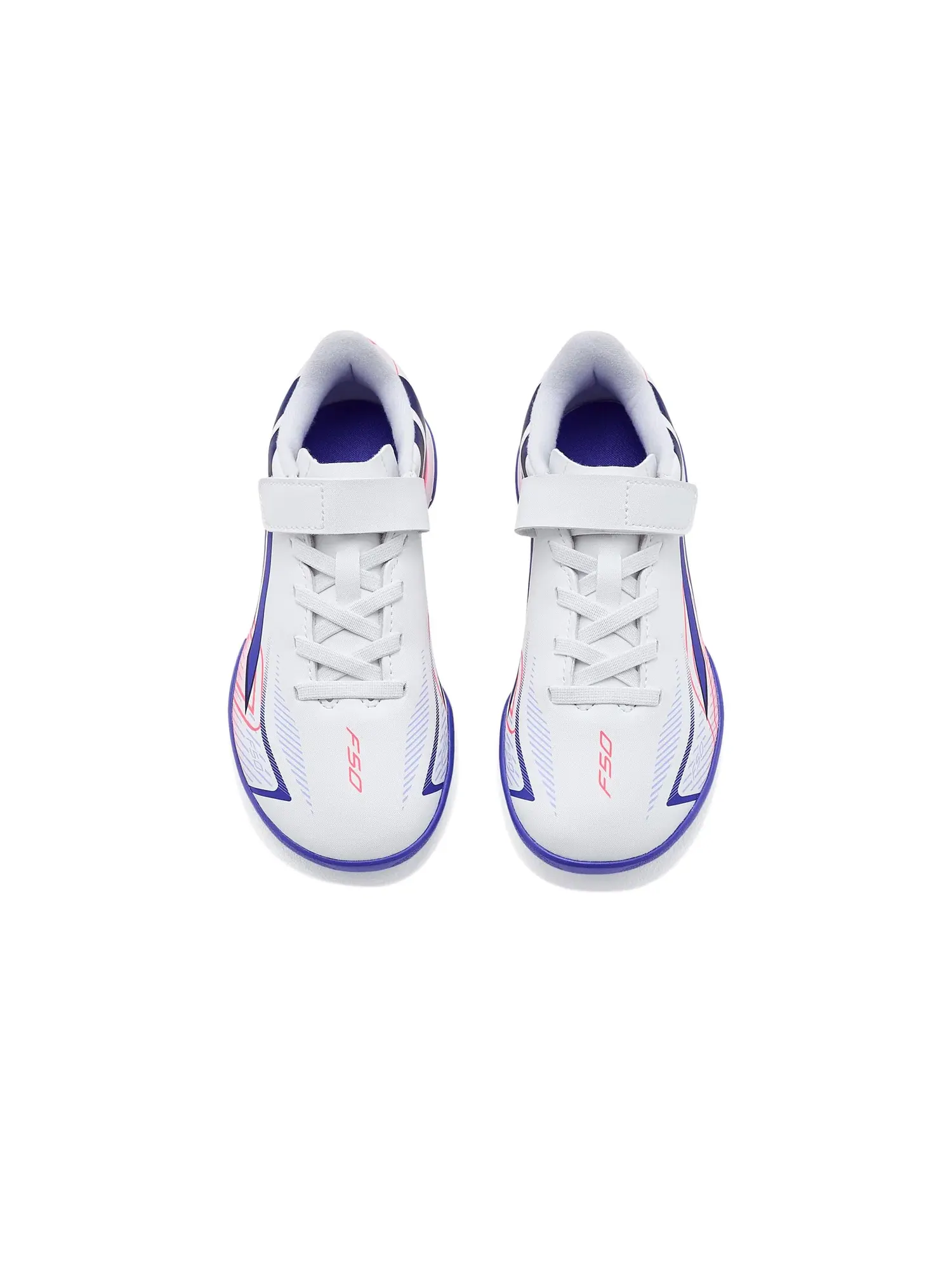 Бутсы F50 Hyperfast Club Hook & Loop Turf (для маленьких и больших детей) Adidas Kids — изображение 2 из 4, белый/фиолетовый