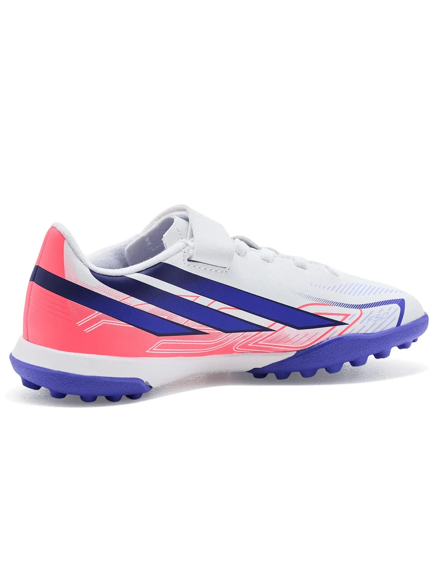 Бутсы F50 Hyperfast Club Hook & Loop Turf (для маленьких и больших детей) Adidas Kids — изображение 3 из 4, белый/фиолетовый