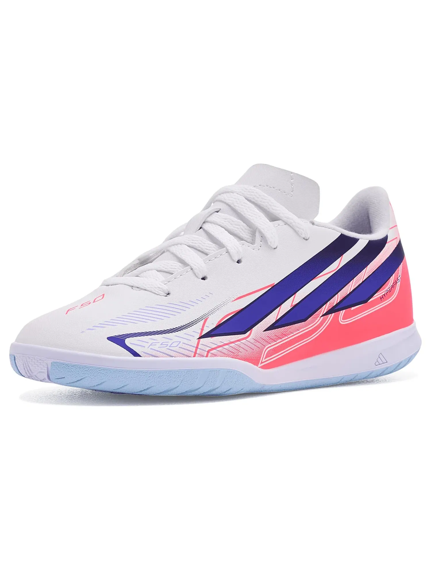 Бутсы F50 Hyperfast Club Indoor (для маленьких и больших детей) Adidas Kids — изображение 1 из 4, белый/фиолетовый