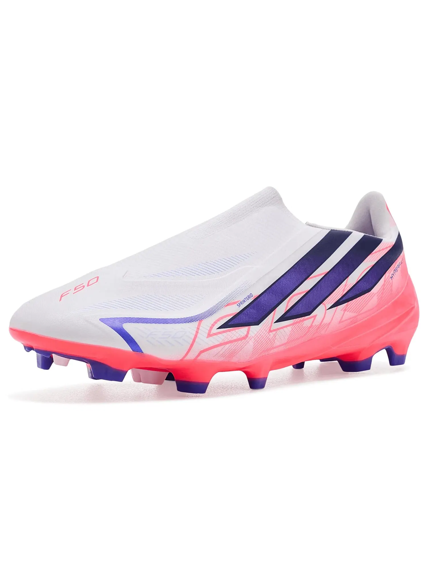 Бутсы F50 Hyperfast League Laceless Firm Ground Adidas — изображение 1 из 4, белый/фиолетовый