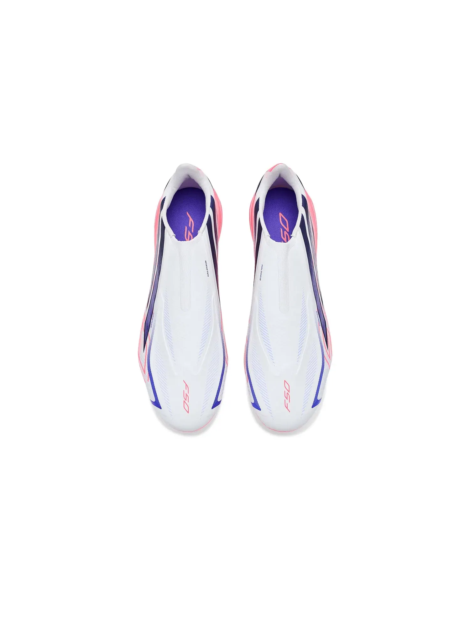 Бутсы F50 Hyperfast League Laceless Firm Ground Adidas — изображение 2 из 4, белый/фиолетовый