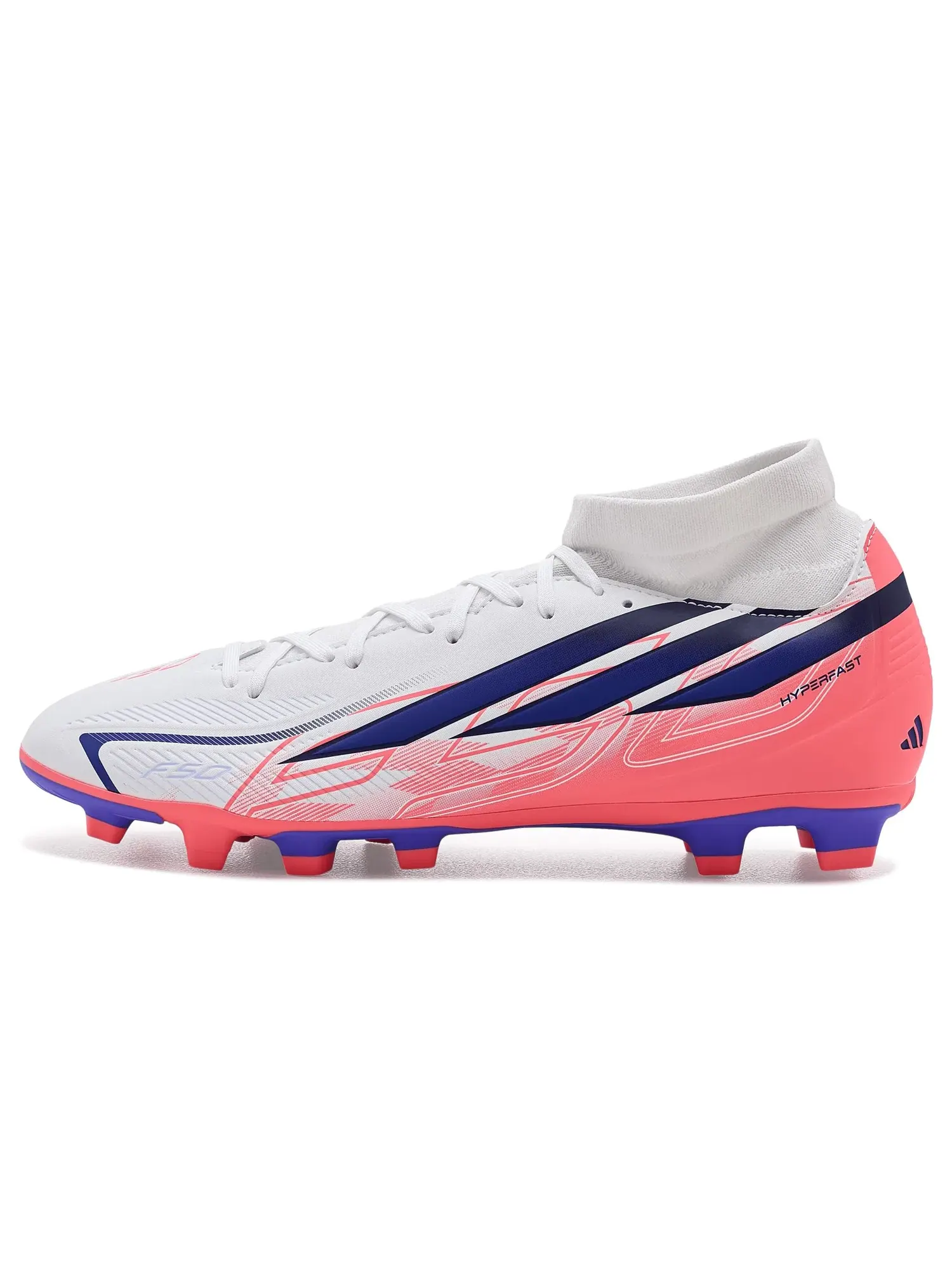 Бутсы F50 Hyperfast Club Mid Top Firm Ground/Multi Ground Adidas — изображение 4 из 4, белый/фиолетовый
