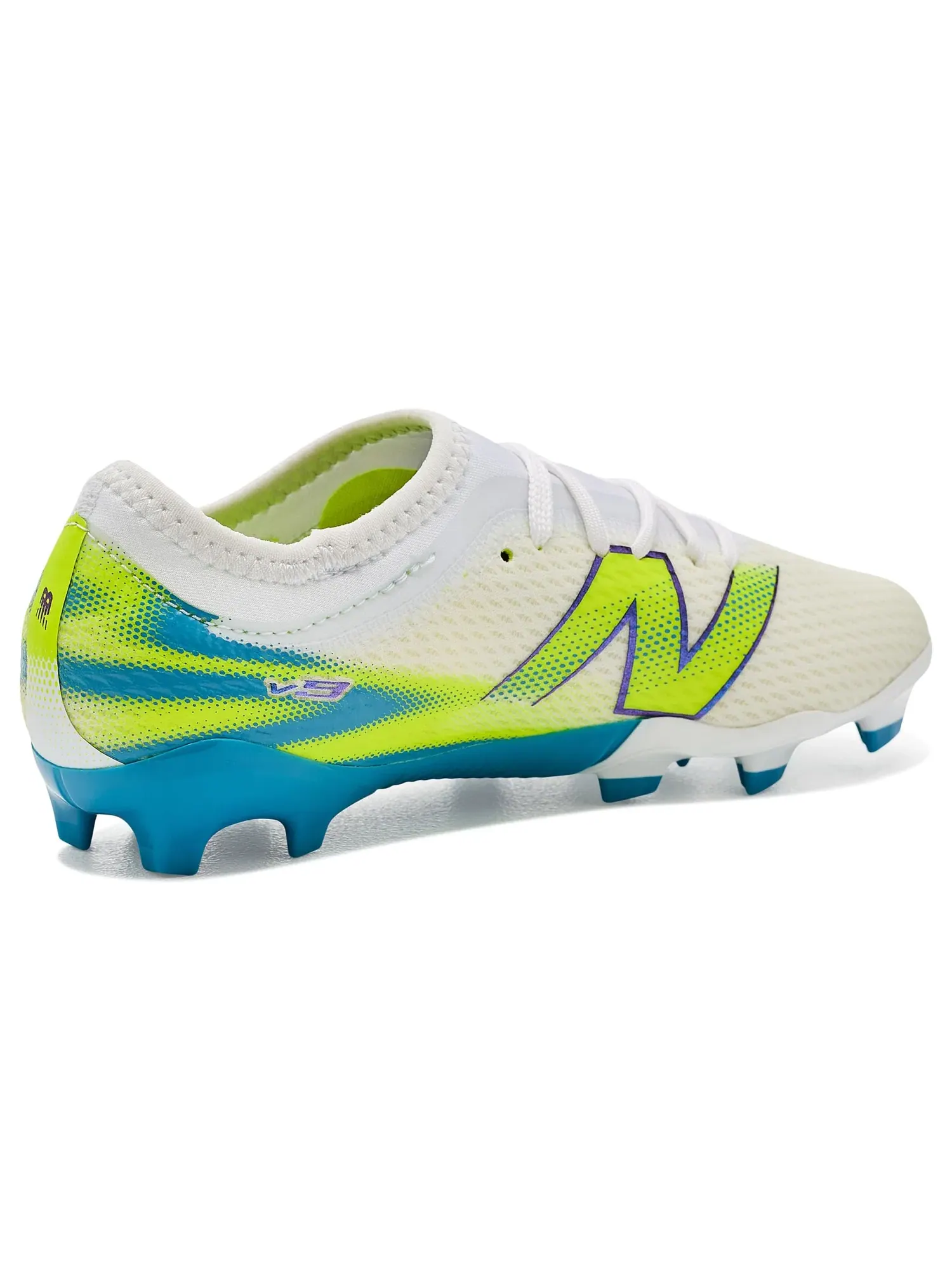 Бутсы Furon Team Junior Fg V9 (для маленьких и больших детей) New Balance Kids — изображение 3 из 4, белый/зеленый