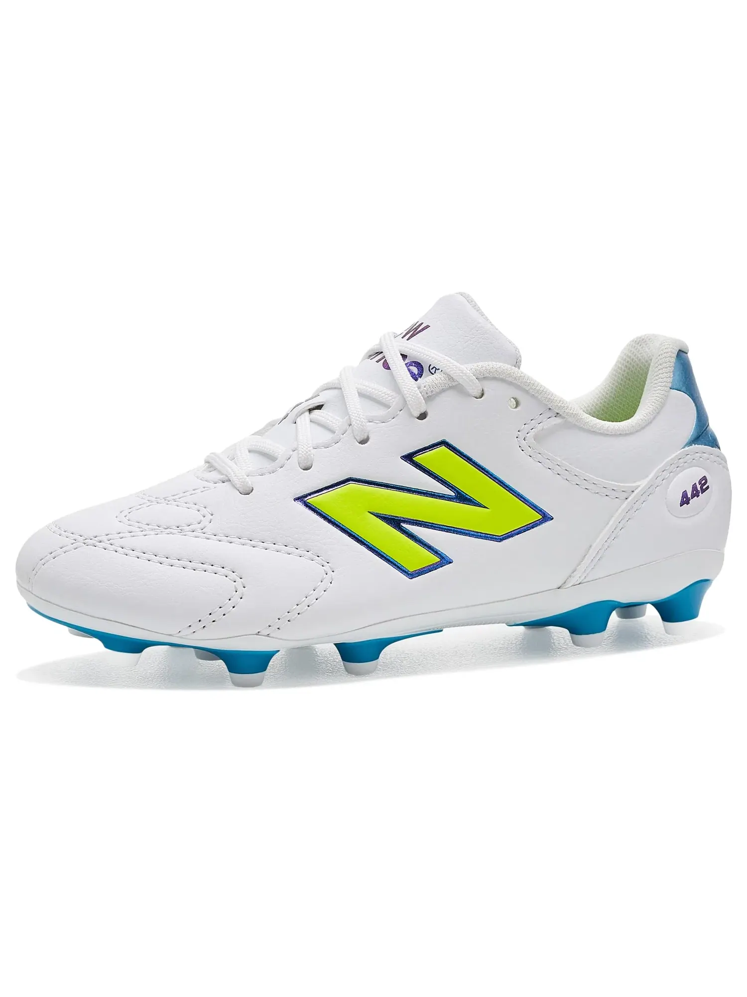 Бутсы 442 Team Junior Fg V3 (для маленьких и больших детей) New Balance Kids — изображение 1 из 4, белый/зеленый