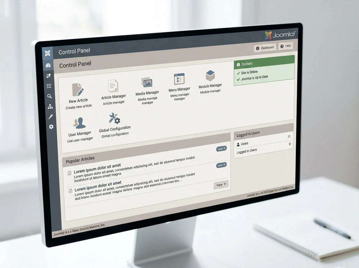 Интерфейс админпанели Joomla после удаления вирусов