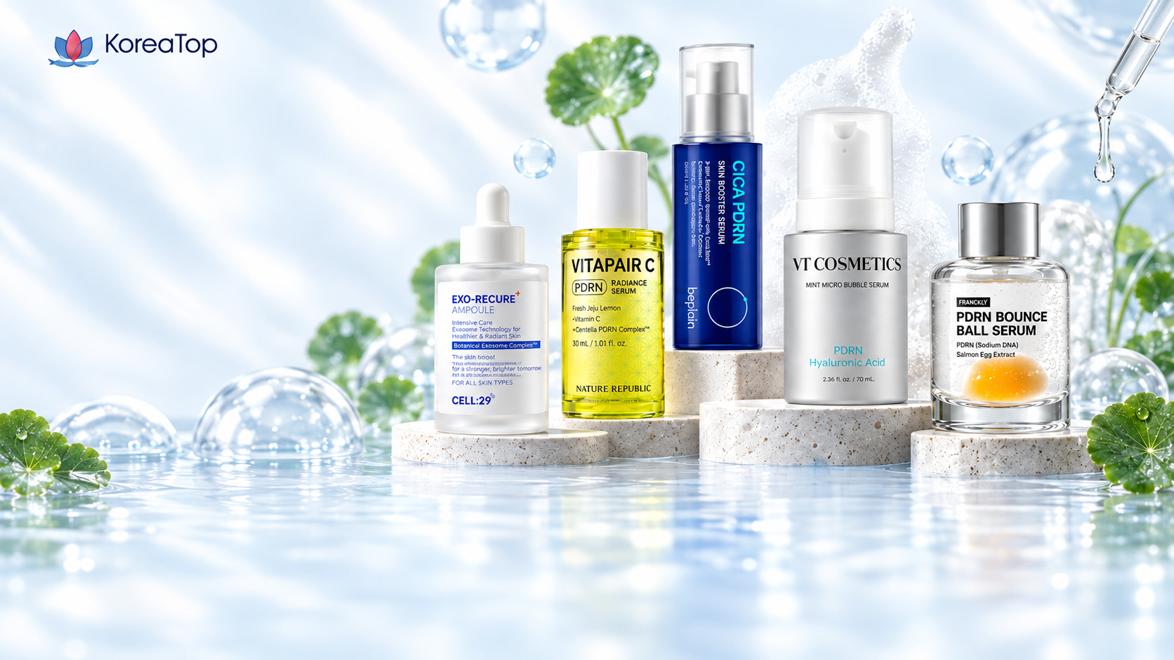 Сыворотки с экзосомами и PDRN для разных задач кожи. Сыворотки CELL29, Nature Republic, Beplain, VT Cosmetics и Frankly с экзосомами и PDRN для возрастного ухода, пигментации, чувствительности и сухости кожи.