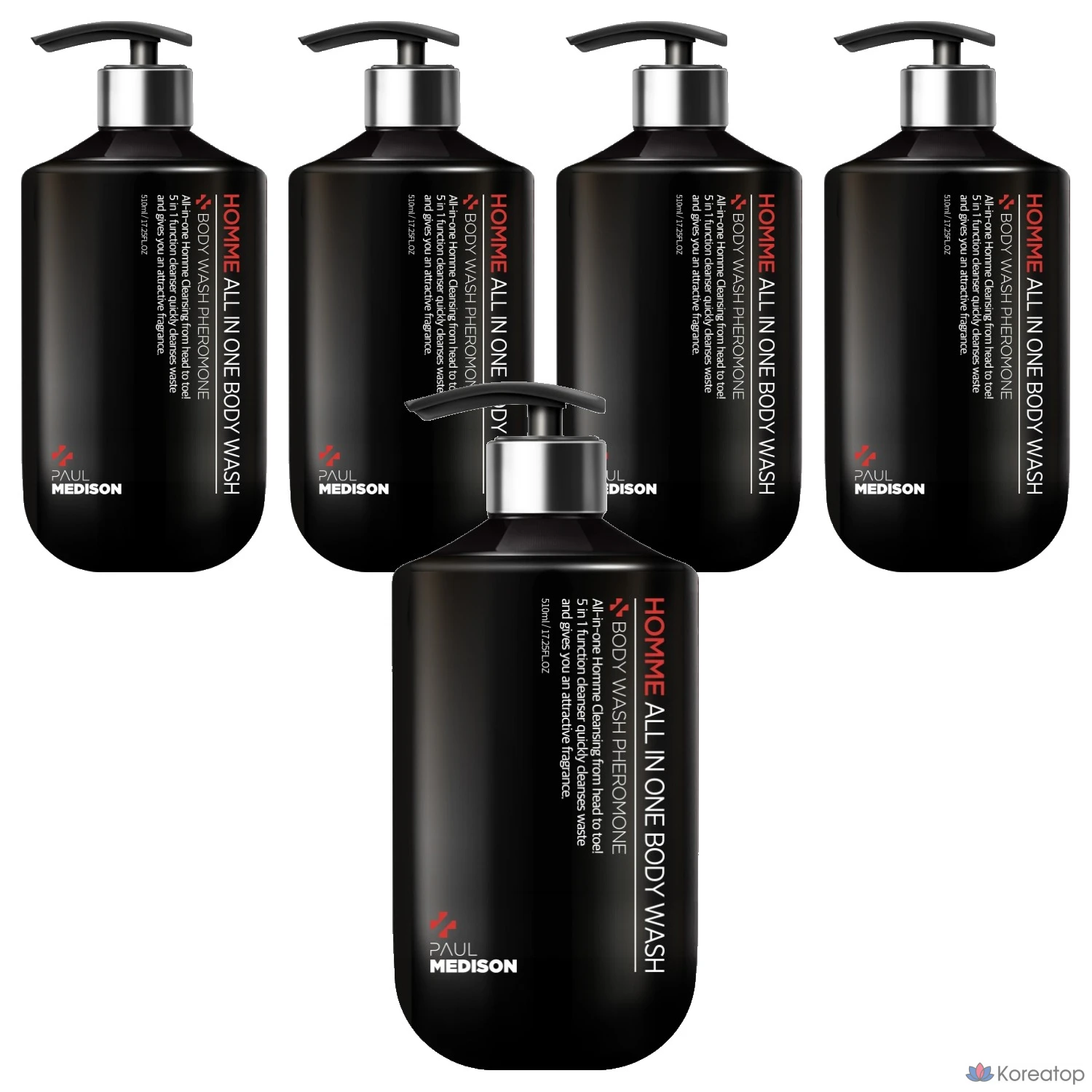 Гель для душа PAUL MEDISON Homme All-in-One Body Wash Pheromone, 510 мл, 5 шт.