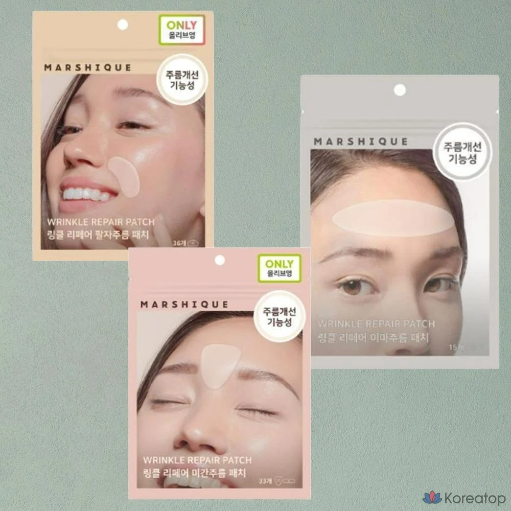 Патчи для лица Marshique Gentle Elastic Moisture Wrinkle Repair Patch Set (Forehead + Nasolabial + Glabella) 3-piece Set, 84 шт.