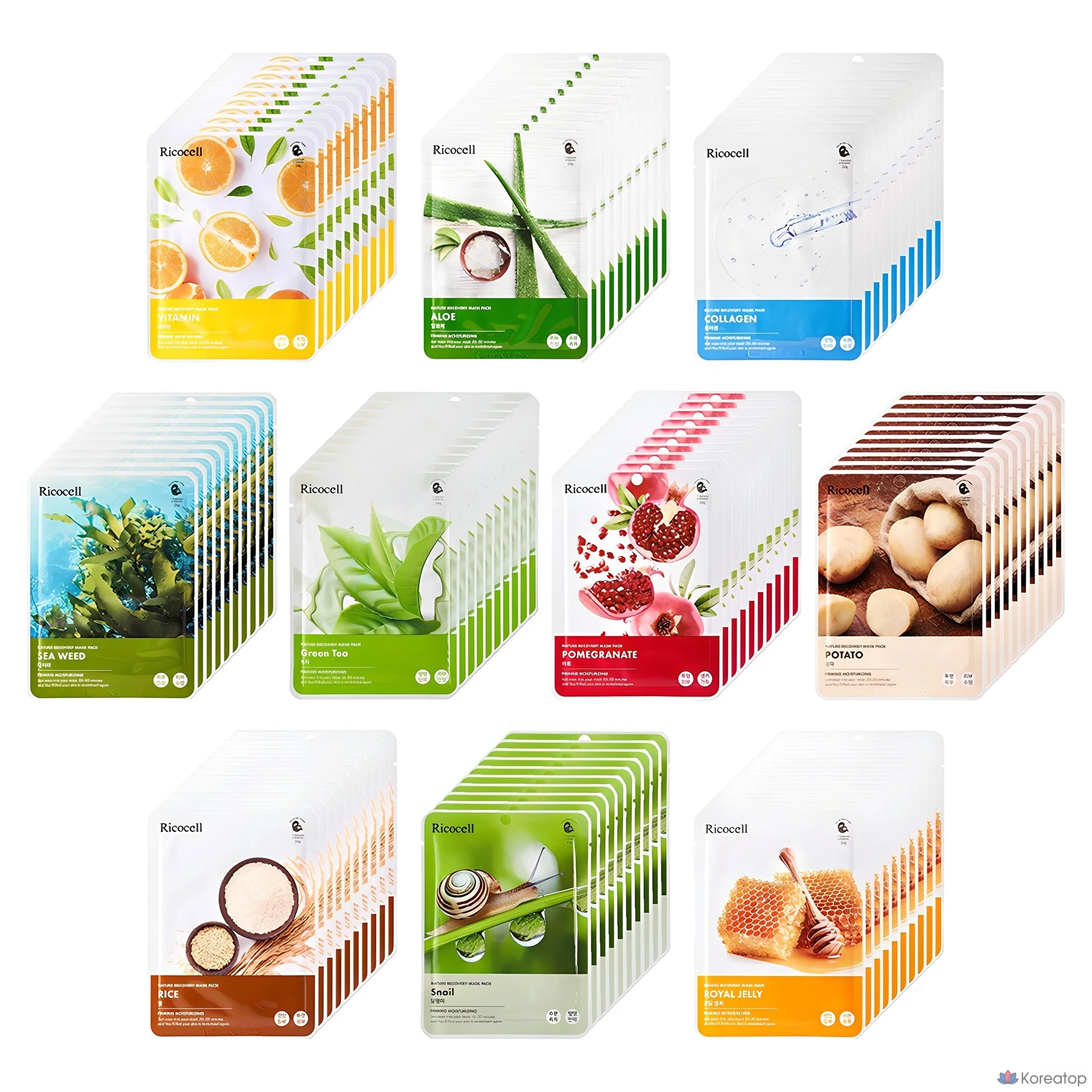 Тканевая маска для лица Ricocell Nature Recovery Mask Pack, 100 шт.
