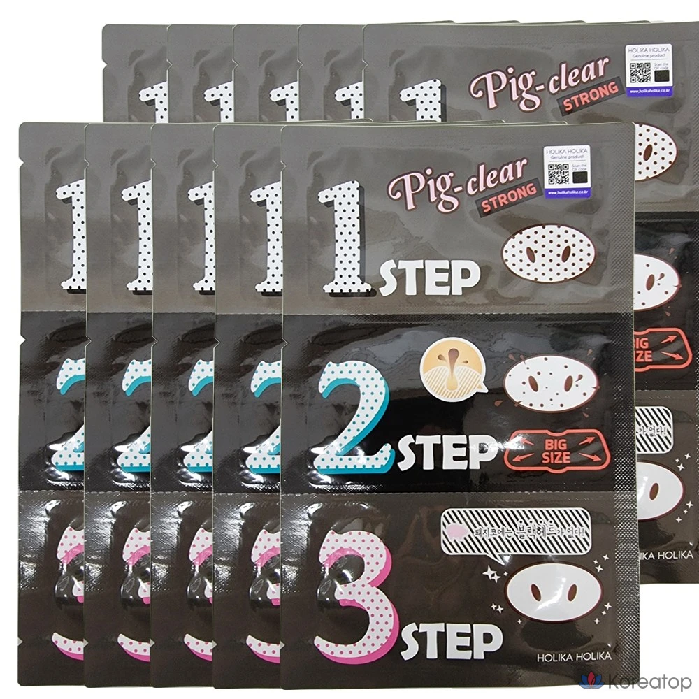 Пилинг-маска для носа Holika Holika Pig Clear Blackhead 3-Step Kit Strong Co-Pack, 1 шт.
