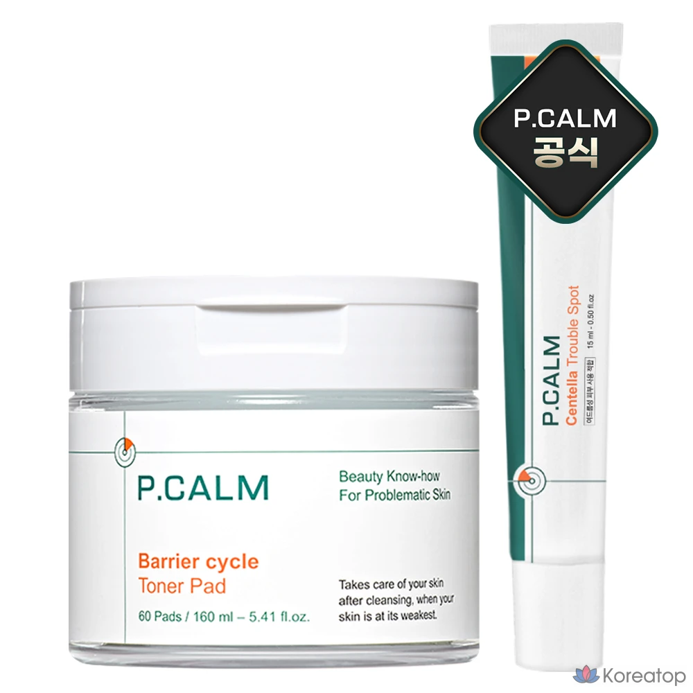 Тонер-пэды P.CALM Barrier Cycle Toner Pad + Centella Trouble Spot, 60 шт. + 15 мл, 1 шт.