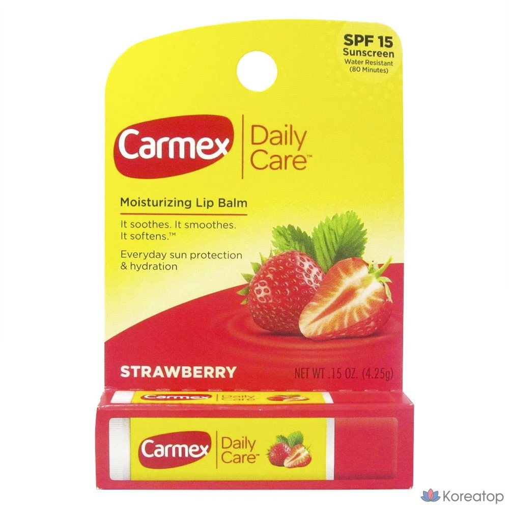 Бальзам для губ Carmex Daily Care Moisturizing Lip Balm Sun Protection & Hydration, оттенок Strawberry, 4.25 г, 1 шт.